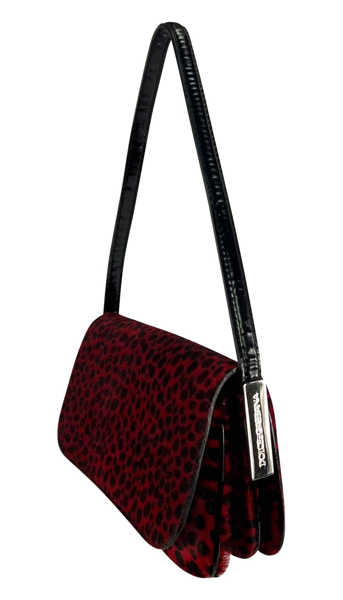 F/W 2000 Dolce & Gabbana Red Pony Hair Cheetah Print Flap Shoulder Bag - RealList