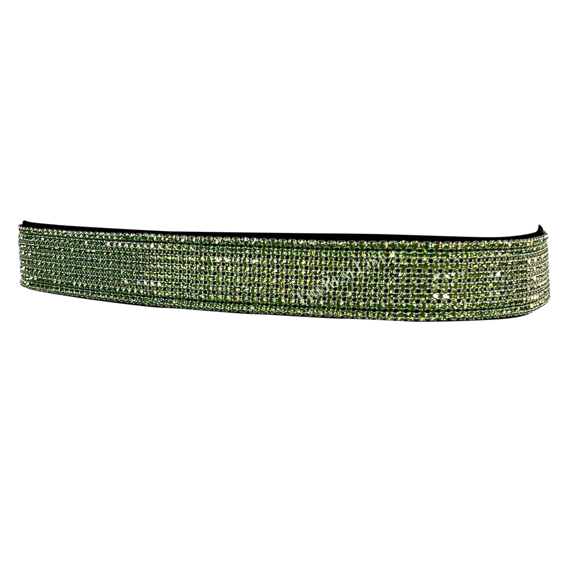 F/W 2000 Dolce & Gabbana Rhinestone Green Rhinestone Belt - RealList