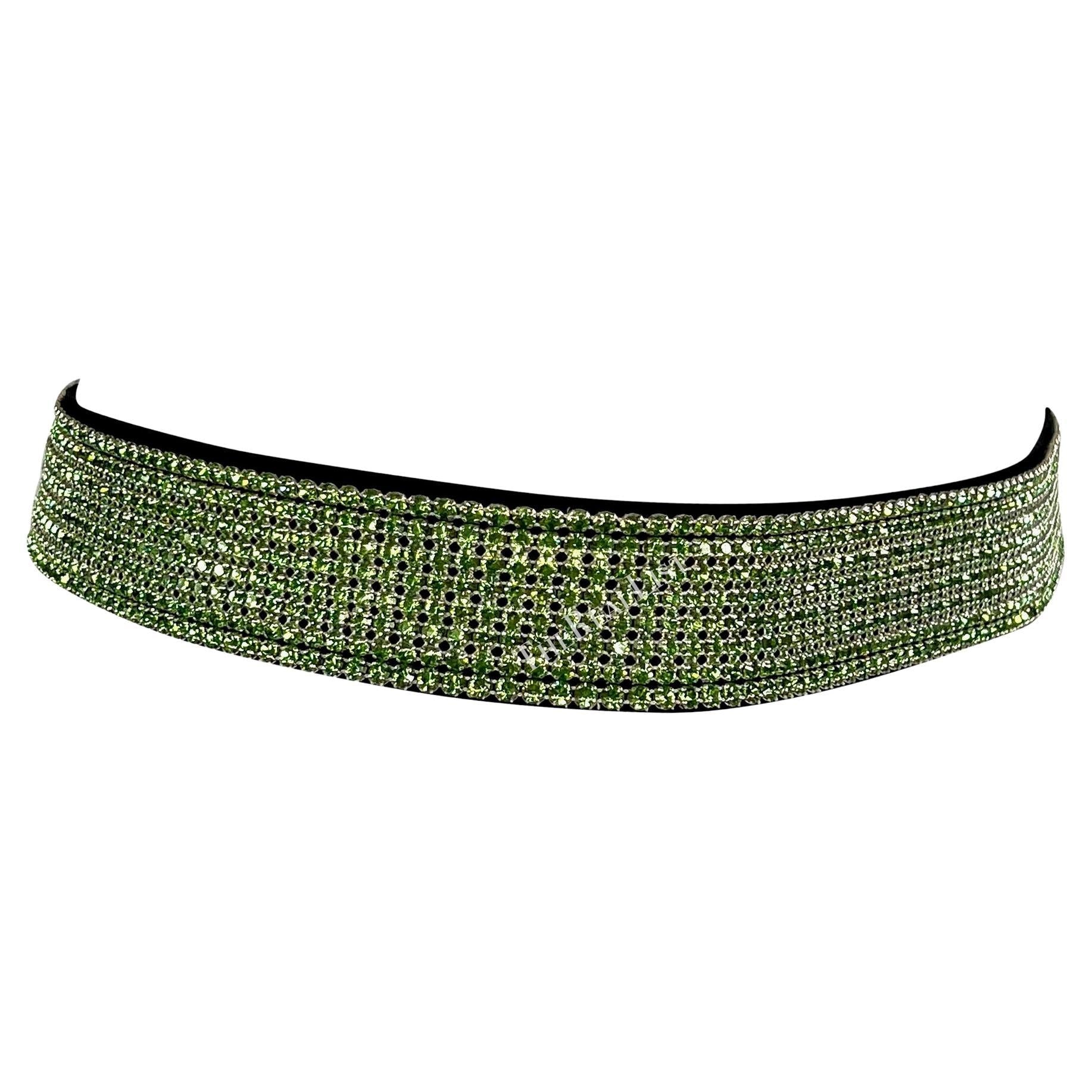F/W 2000 Dolce & Gabbana Rhinestone Green Rhinestone Belt - RealList