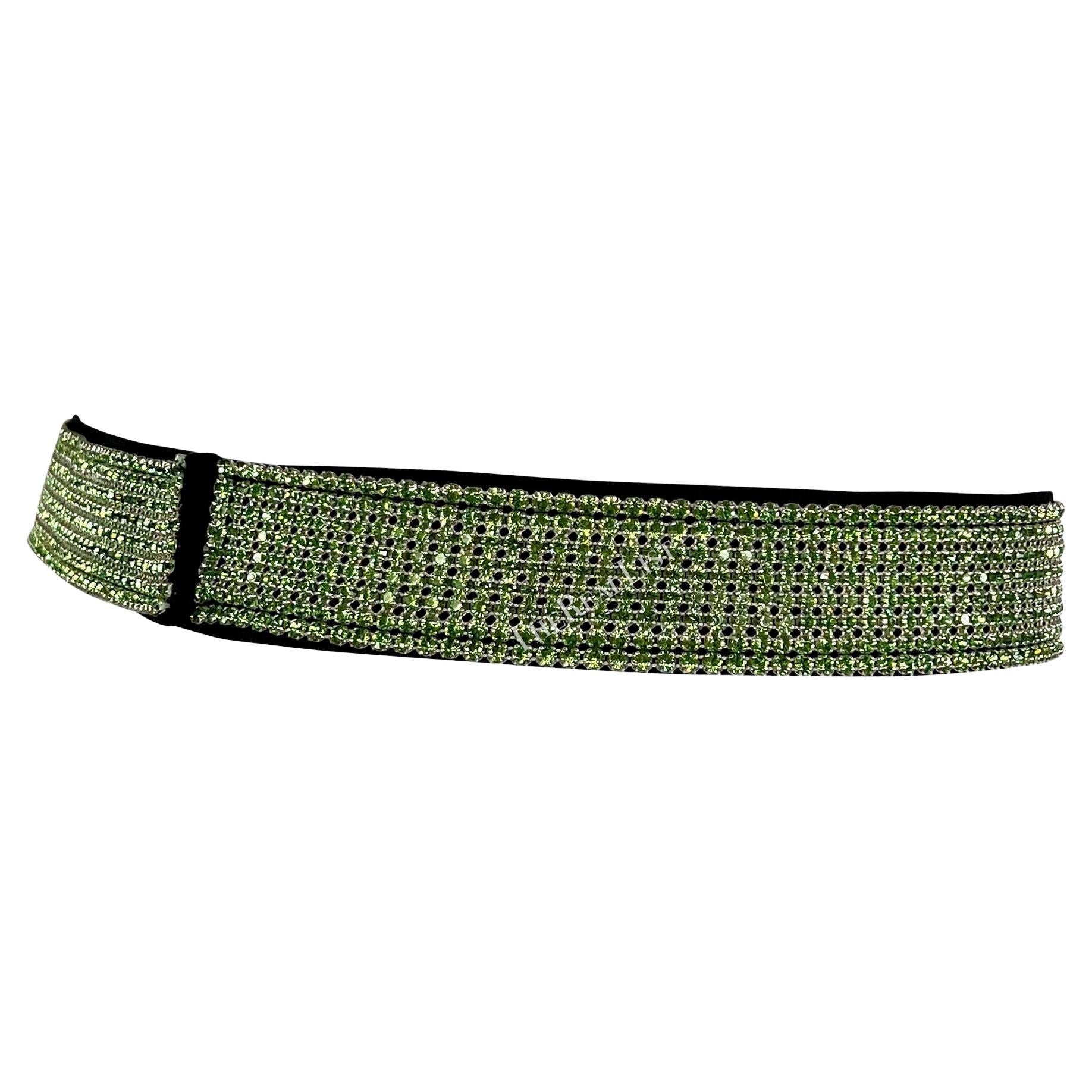 F/W 2000 Dolce & Gabbana Rhinestone Green Rhinestone Belt - RealList