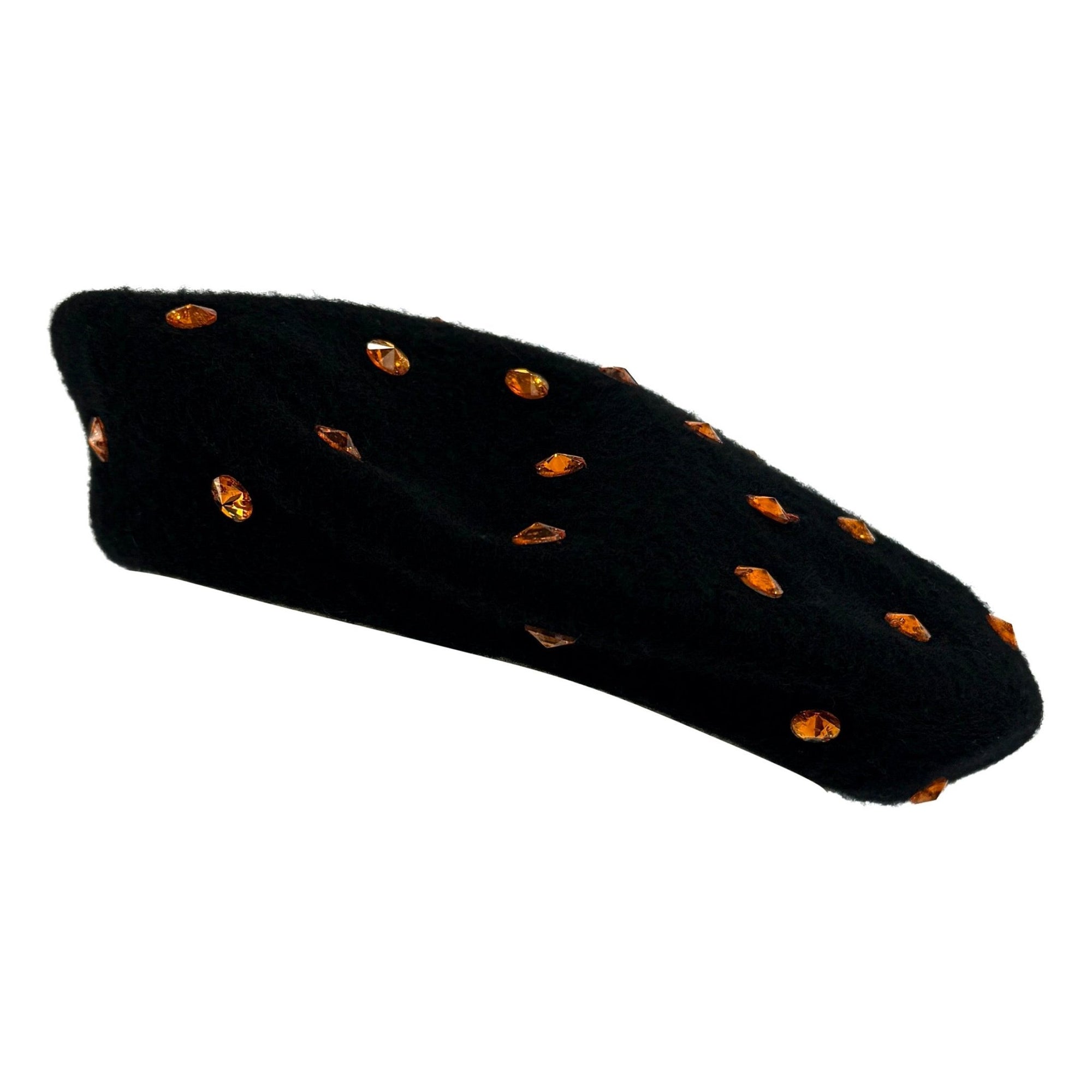 F/W 2000 Dolce & Gabbana Runway Ad Orange Rhinestone Black Beret Hat - RealList