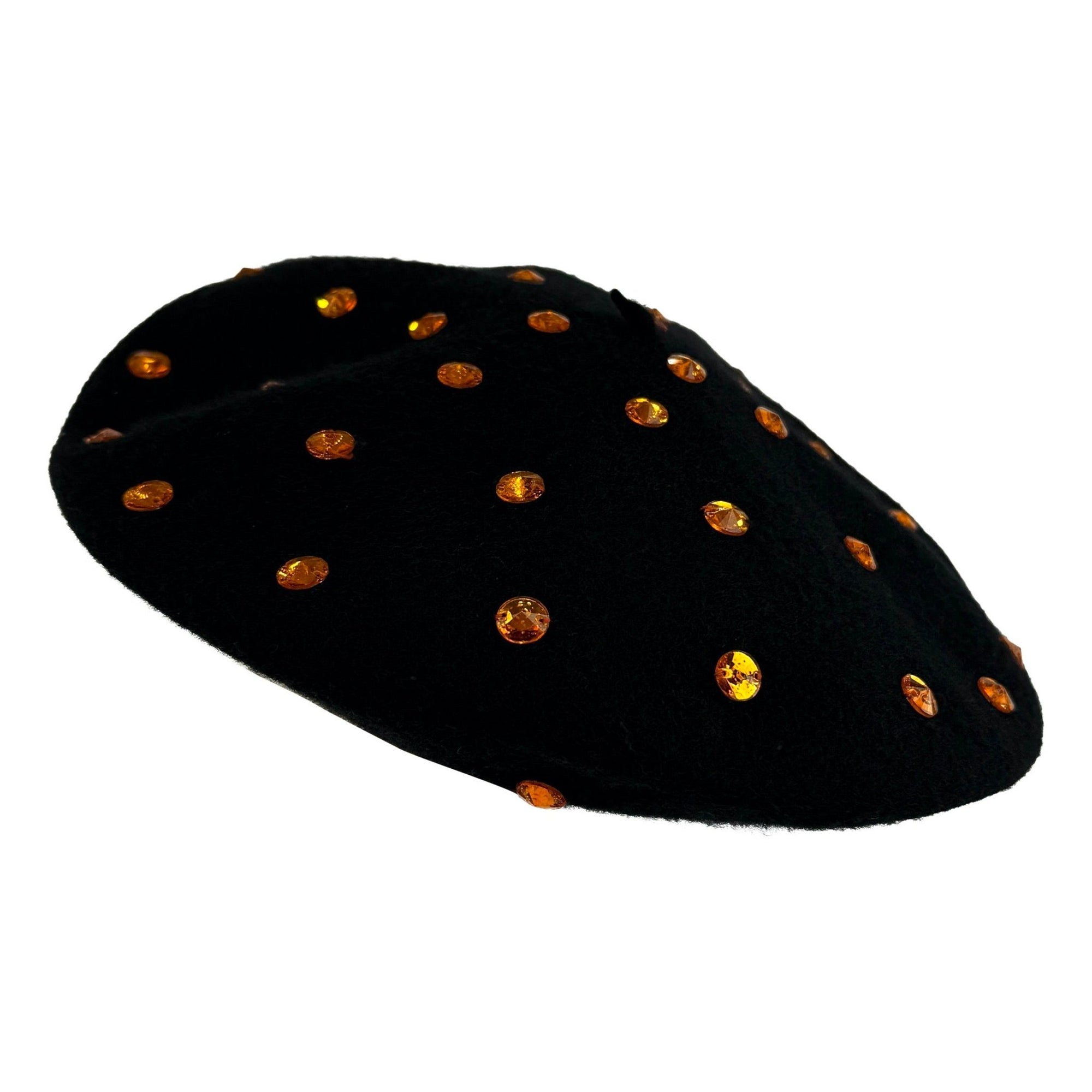F/W 2000 Dolce & Gabbana Runway Ad Orange Rhinestone Black Beret Hat - RealList