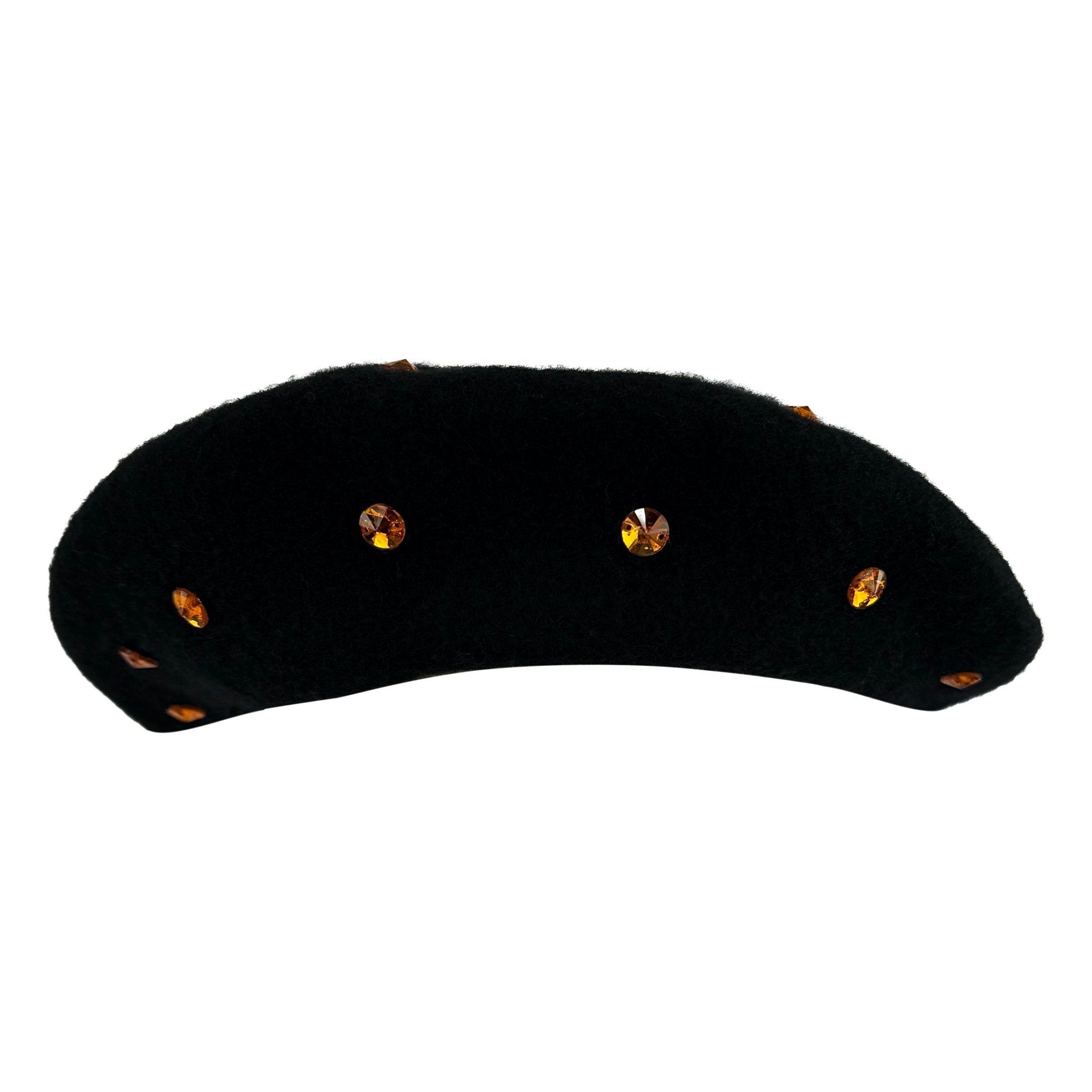 F/W 2000 Dolce & Gabbana Runway Ad Orange Rhinestone Black Beret Hat - RealList