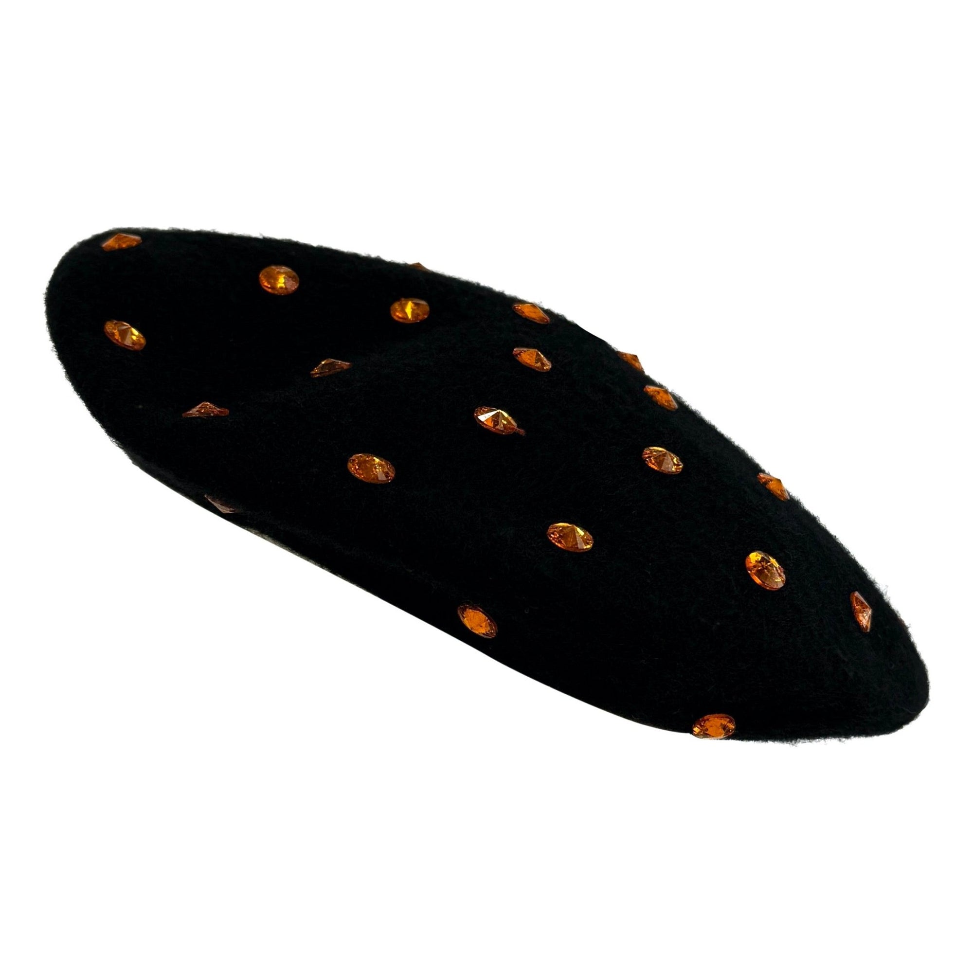 F/W 2000 Dolce & Gabbana Runway Ad Orange Rhinestone Black Beret Hat - RealList