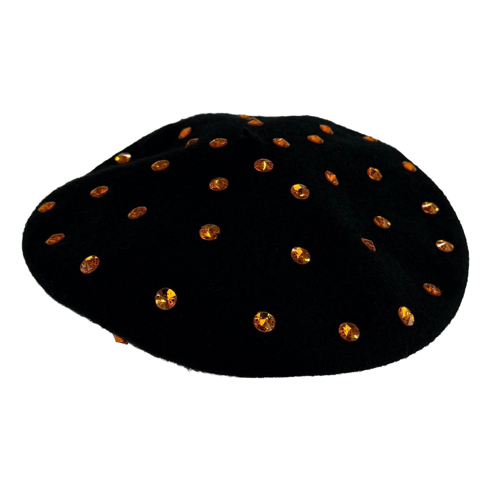 F/W 2000 Dolce & Gabbana Runway Ad Orange Rhinestone Black Beret Hat - RealList