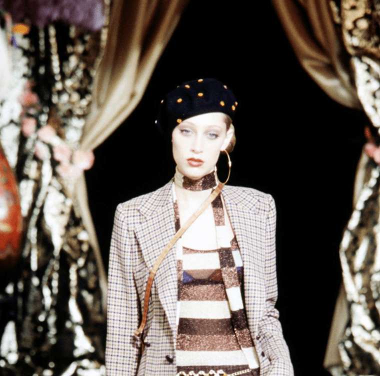 F/W 2000 Dolce & Gabbana Runway Ad Orange Rhinestone Black Beret Hat - RealList