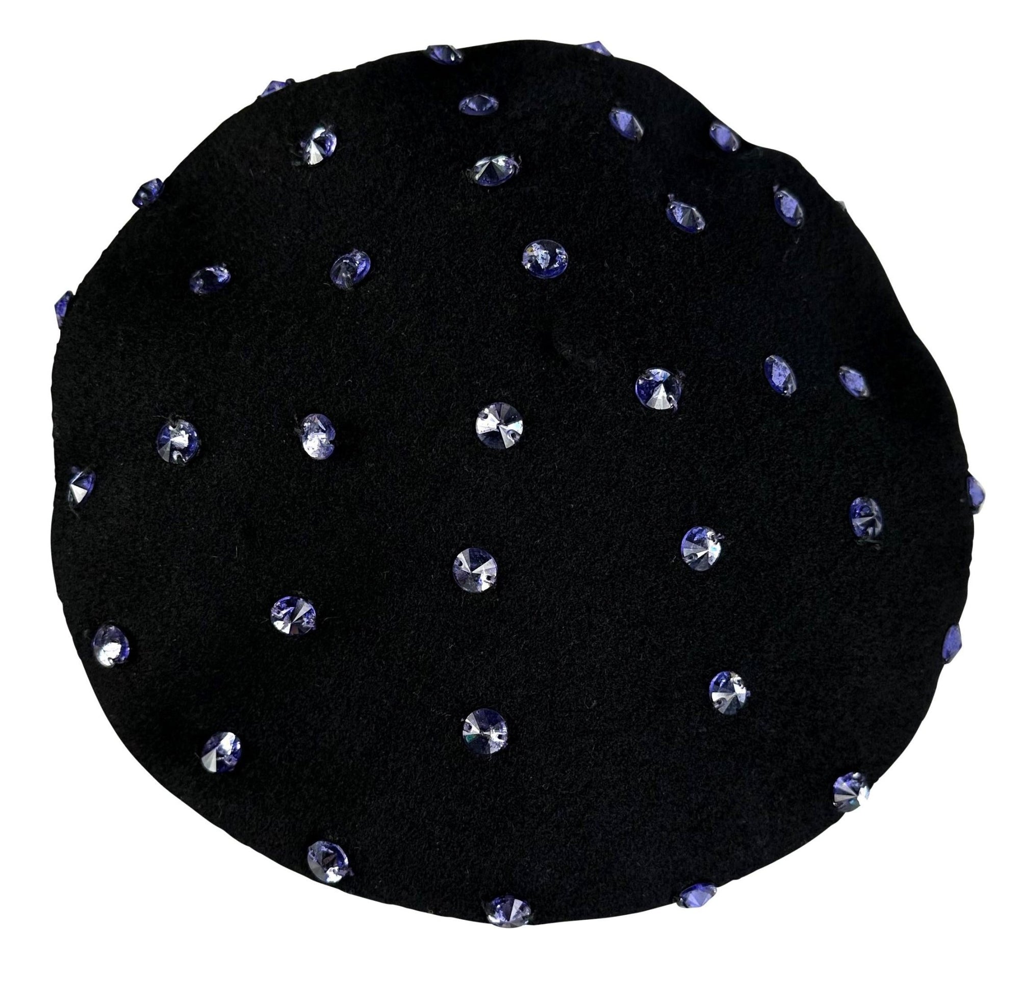 F/W 2000 Dolce & Gabbana Runway Ad Purple Rhinestone Black Beret Hat - RealList