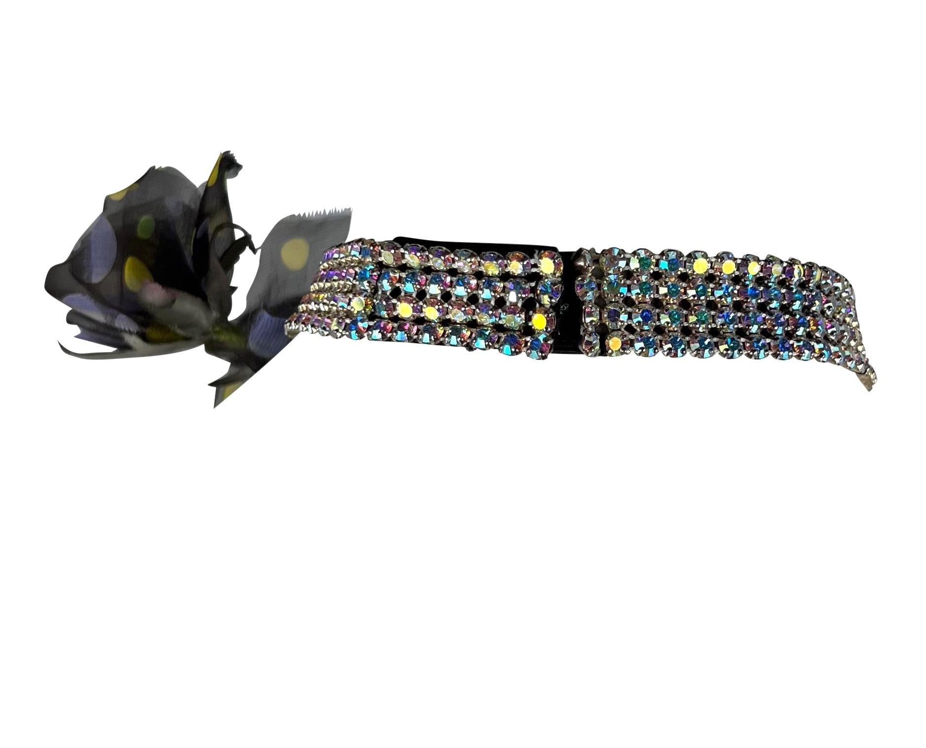F/W 2000 Dolce & Gabbana Swarovski Rhinestone Chiffon Flower Choker Necklace - RealList