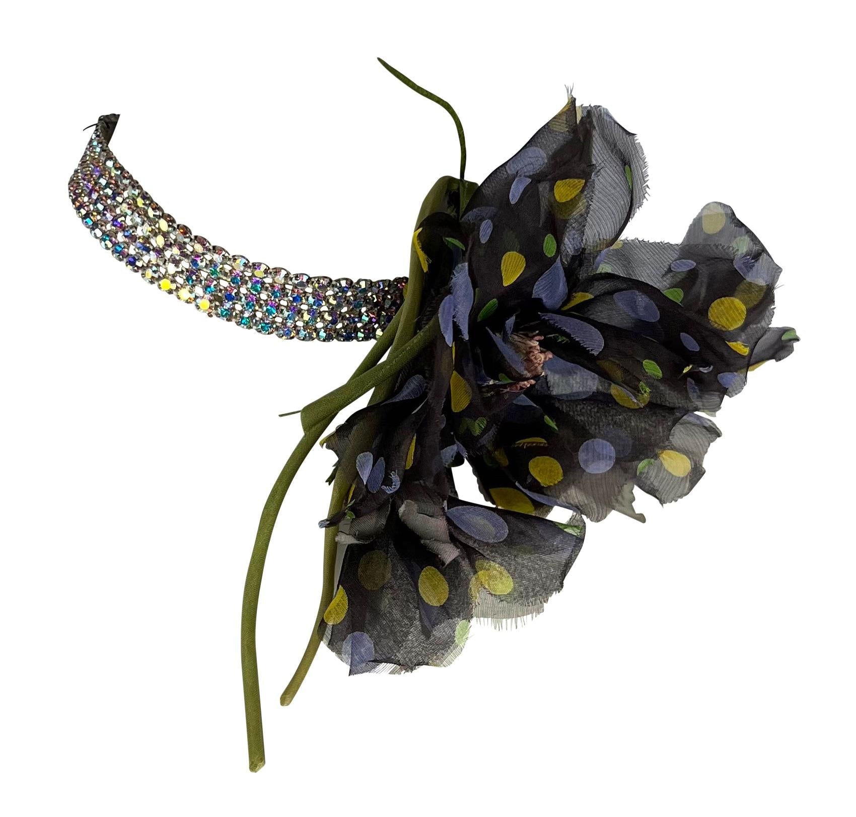 F/W 2000 Dolce & Gabbana Swarovski Rhinestone Chiffon Flower Choker Necklace - RealList