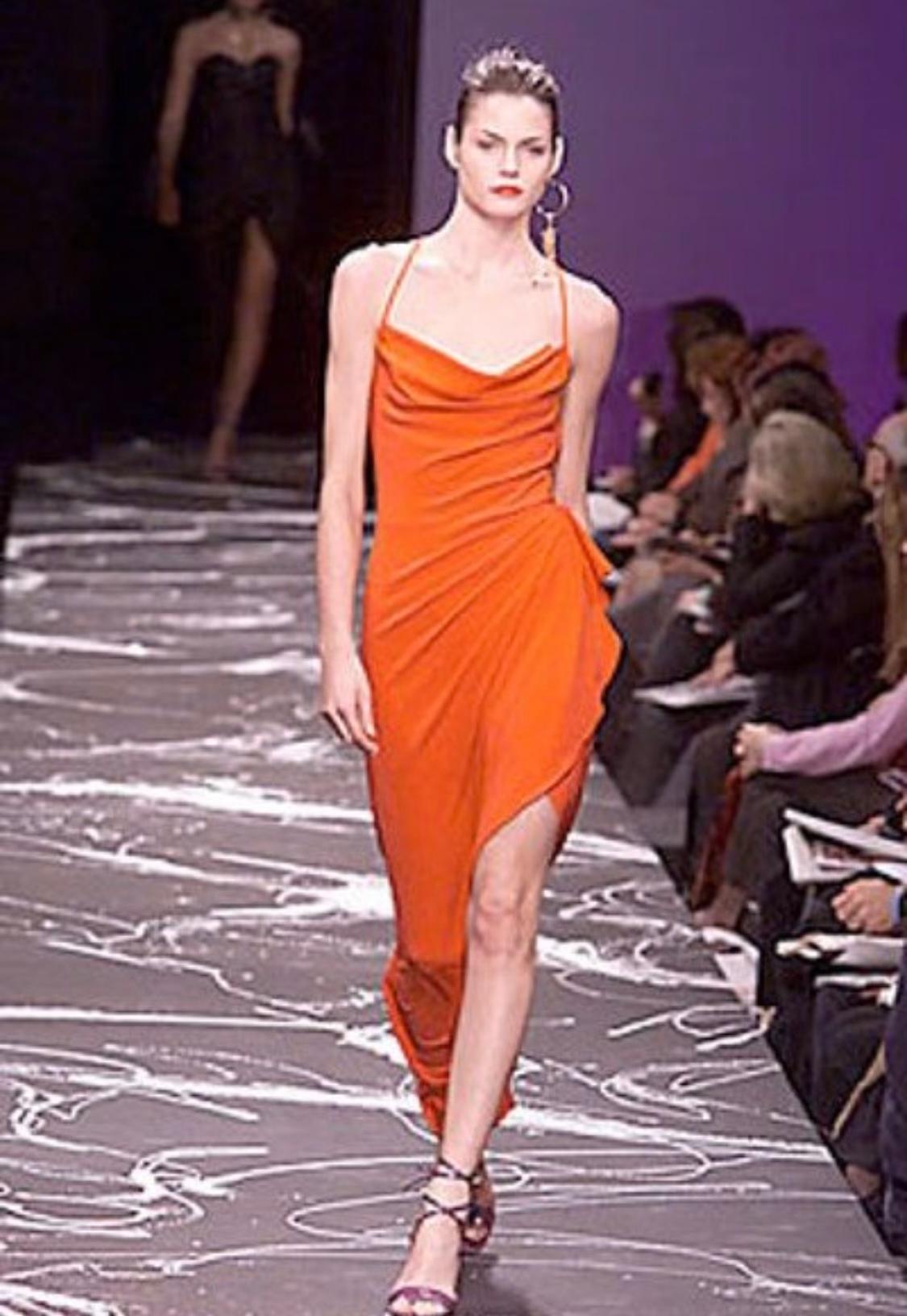 F/W 2000 Emanuel Ungaro Runway Ad Blue Watercolor Silk Chiffon Dress Y2K - RealList