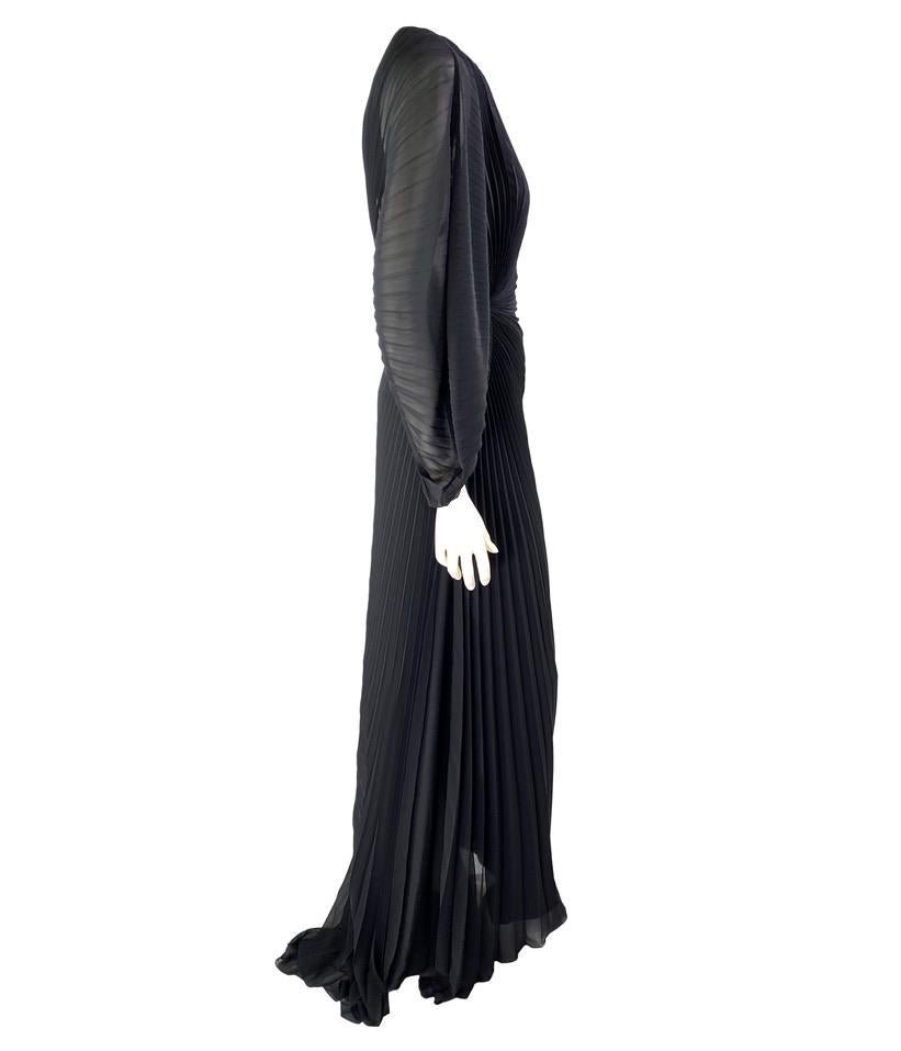 F/W 2000 Gianni Versace by Donatella Black Pleated Gown Greek Key Buckle - RealList