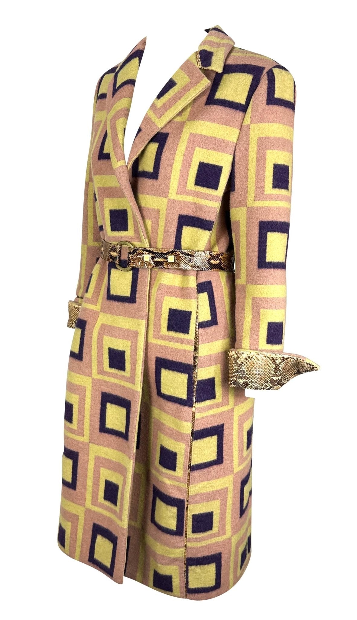 F/W 2000 Gianni Versace by Donatella Light Pink Python Accented Runway Coat - RealList