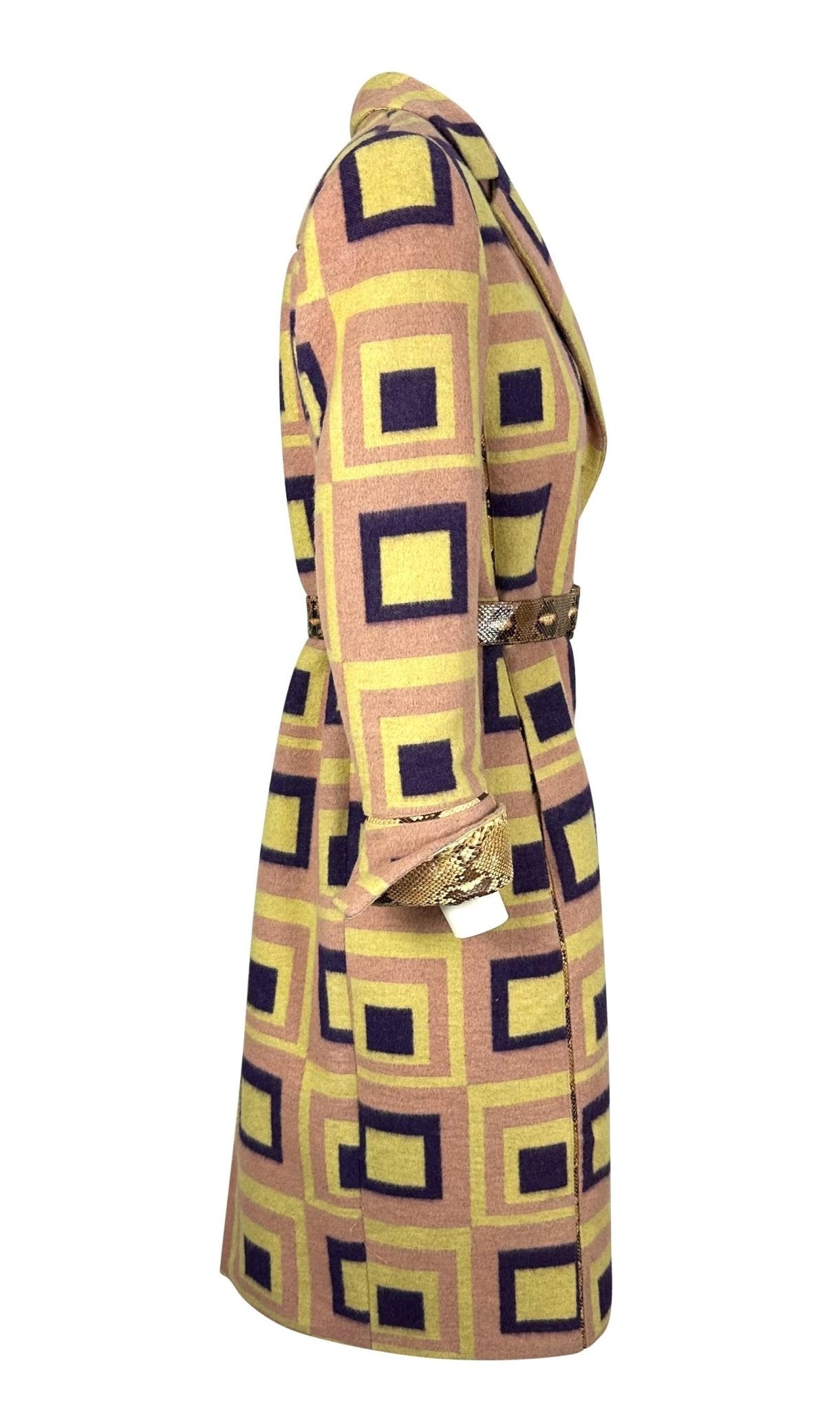 F/W 2000 Gianni Versace by Donatella Light Pink Python Accented Runway Coat - RealList