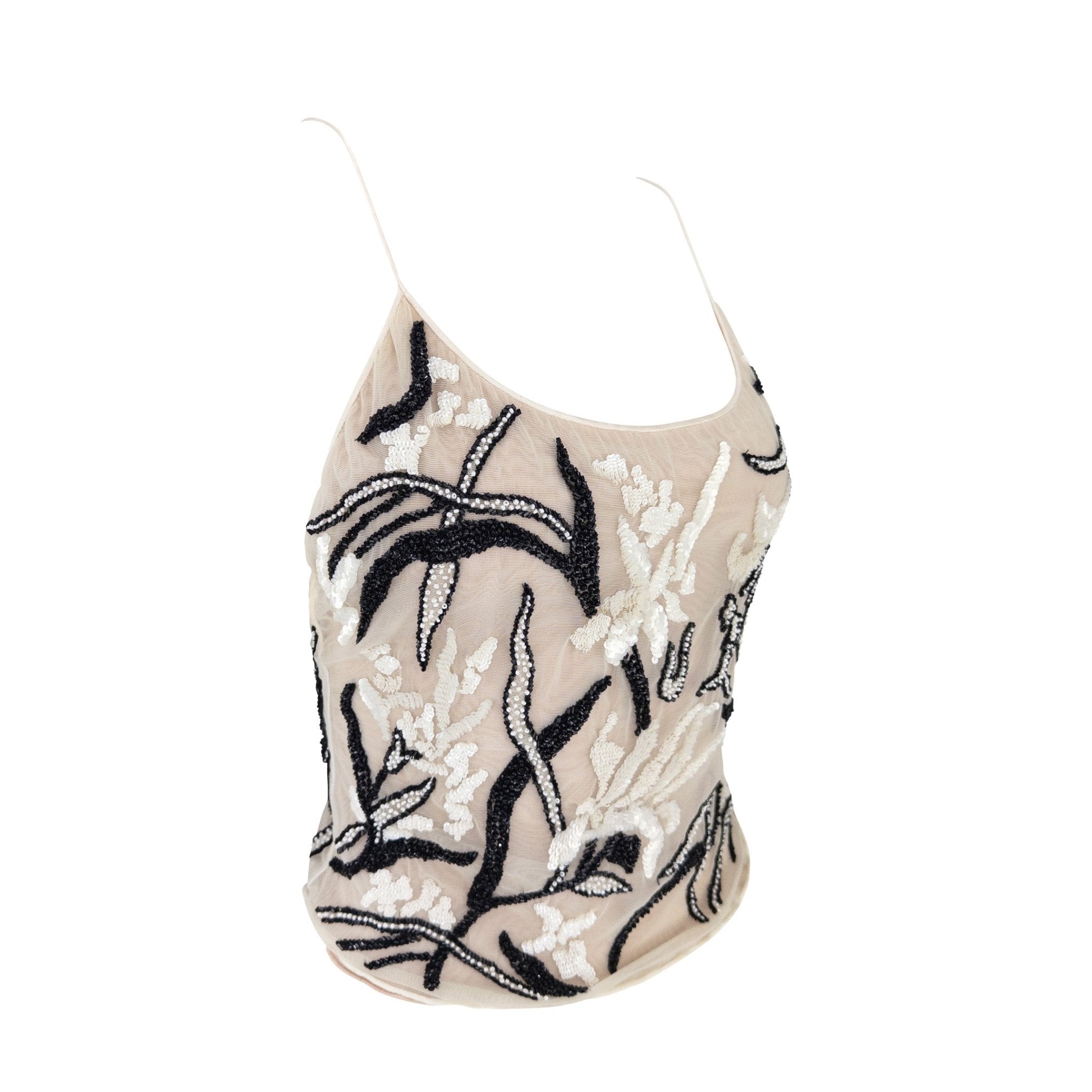 F/W 2000 Giorgio Armani Sheer White Mesh Embellished Tank Top - RealList