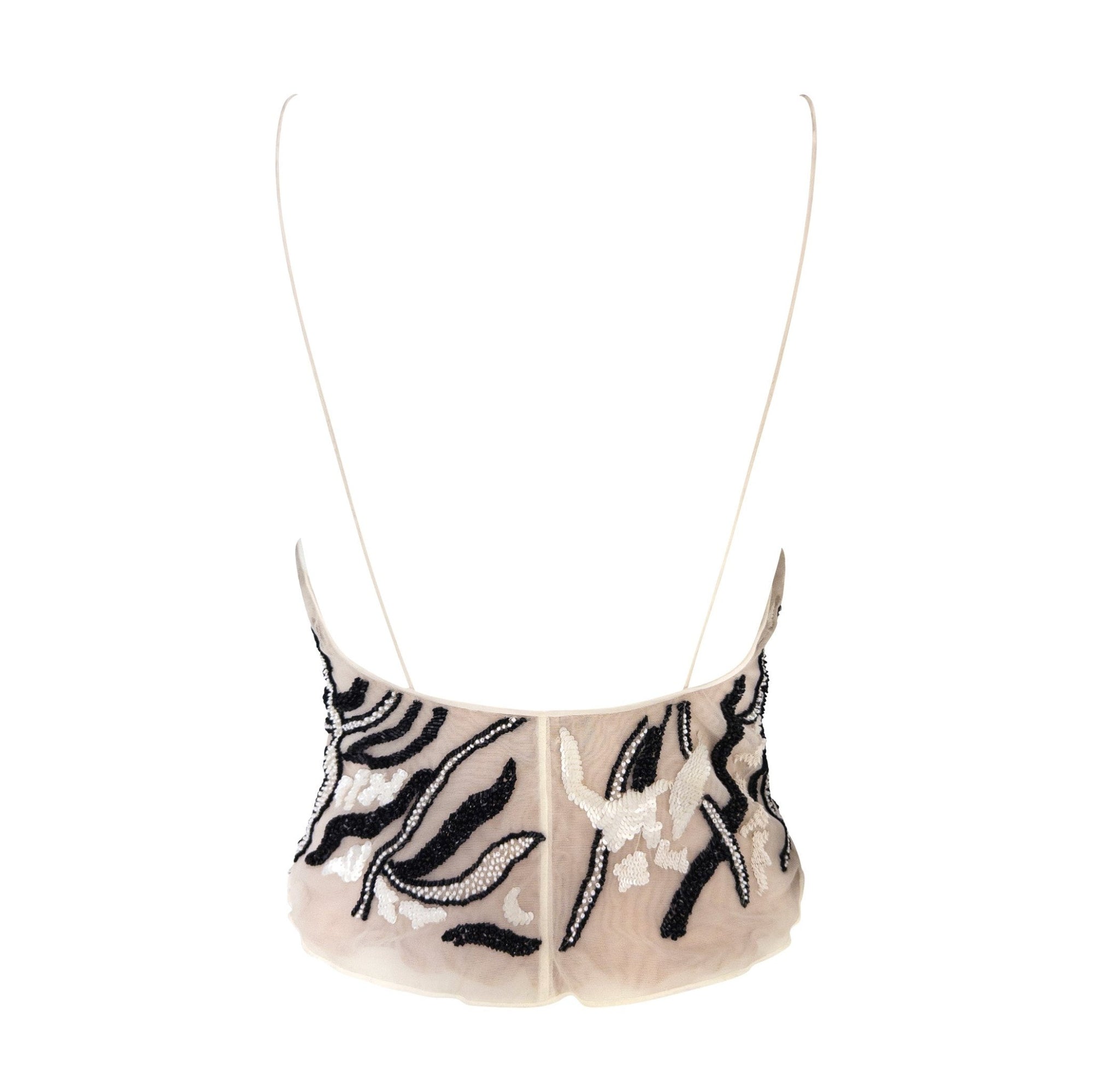 F/W 2000 Giorgio Armani Sheer White Mesh Embellished Tank Top - RealList