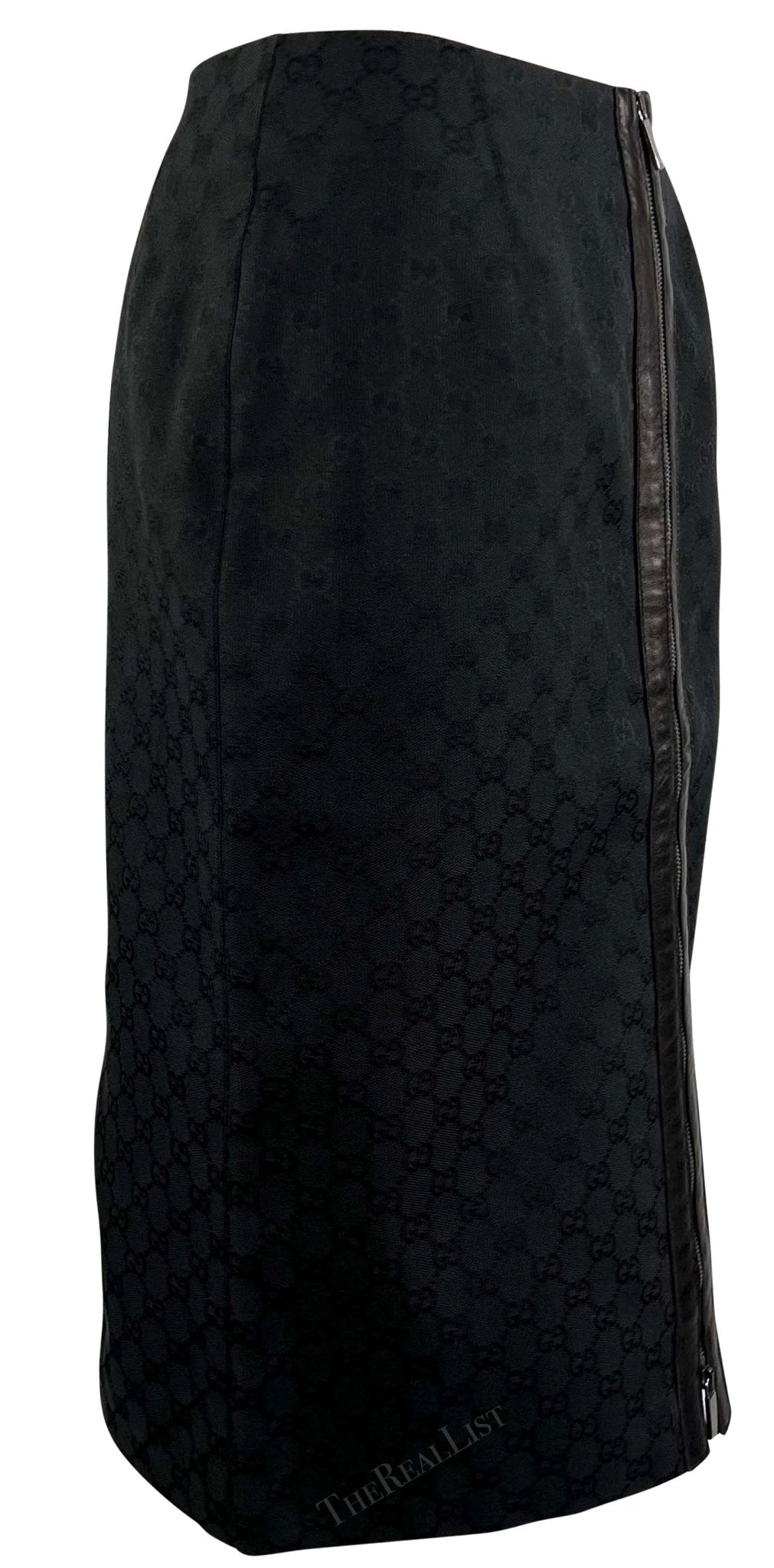 F/W 2000 Gucci by Tom Ford Black GG Monogram Zipper Pencil Skirt - RealList