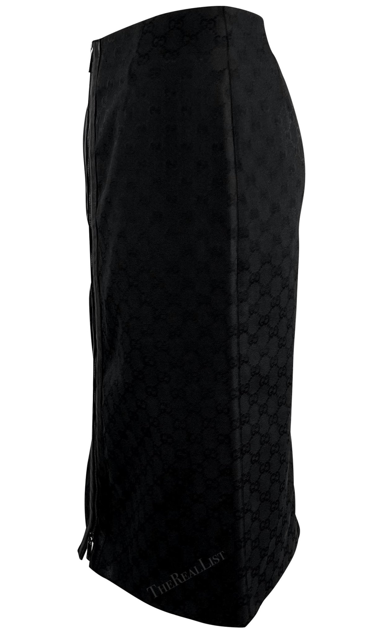 F/W 2000 Gucci by Tom Ford Black GG Monogram Zipper Pencil Skirt - RealList