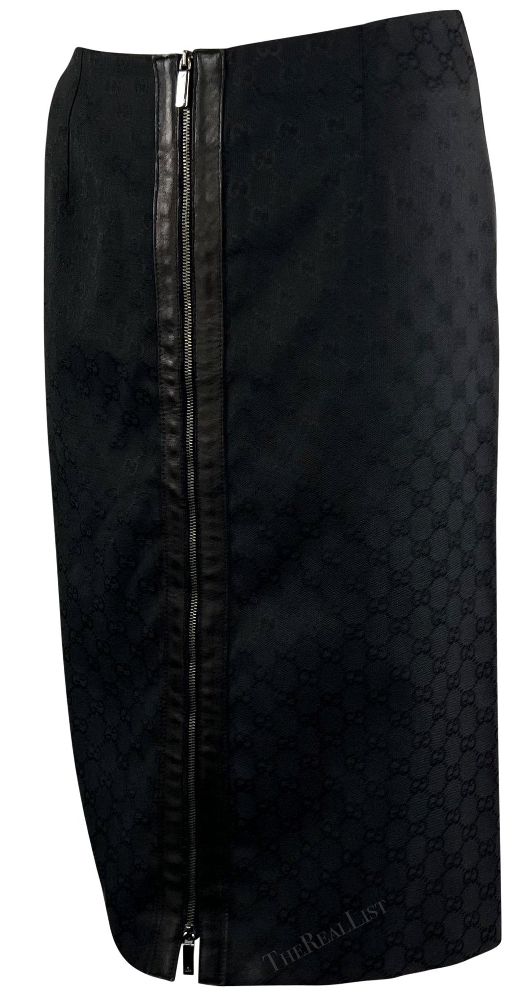F/W 2000 Gucci by Tom Ford Black GG Monogram Zipper Pencil Skirt - RealList
