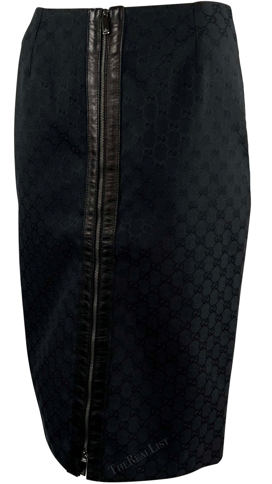 F/W 2000 Gucci by Tom Ford Black GG Monogram Zipper Pencil Skirt - RealList