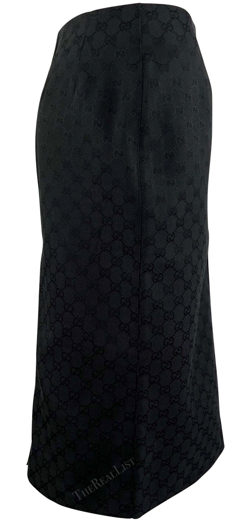 F/W 2000 Gucci by Tom Ford Black GG Monogram Zipper Pencil Skirt - RealList