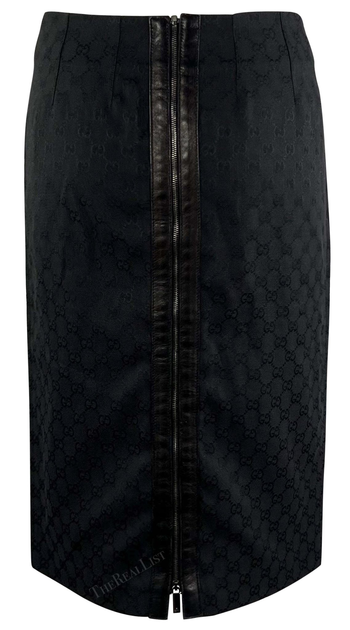 F/W 2000 Gucci by Tom Ford Black GG Monogram Zipper Pencil Skirt - RealList