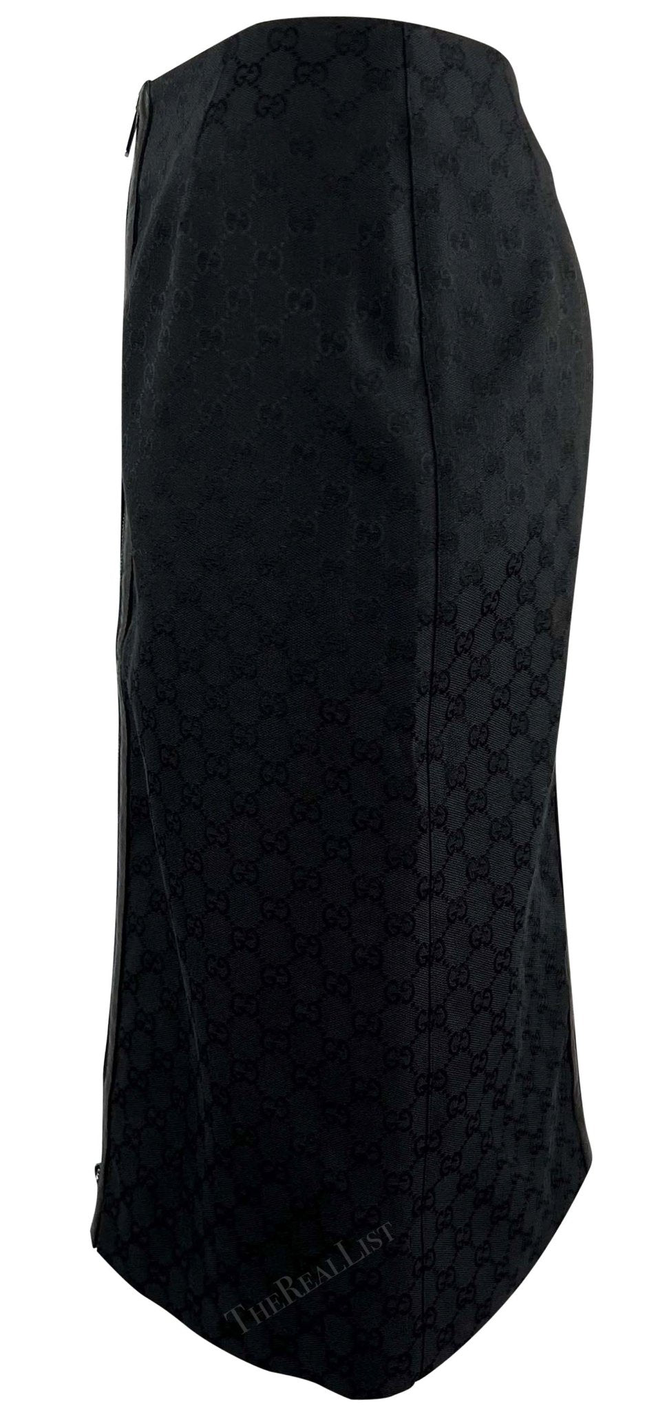 F/W 2000 Gucci by Tom Ford Black GG Monogram Zipper Pencil Skirt - RealList