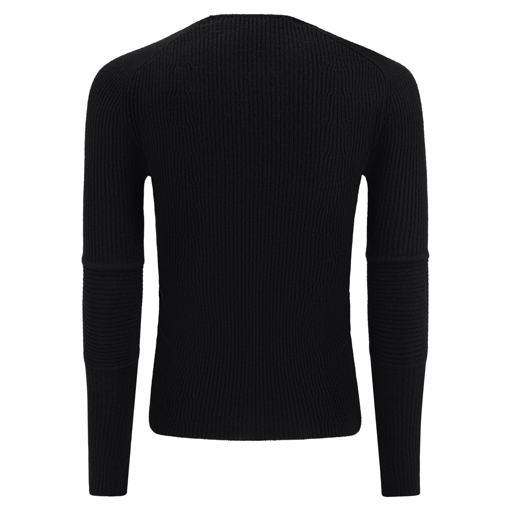 F/W 2000 Gucci by Tom Ford Black Wool Elbow Pad Black V Neck Stretch Knit Sweater - RealList