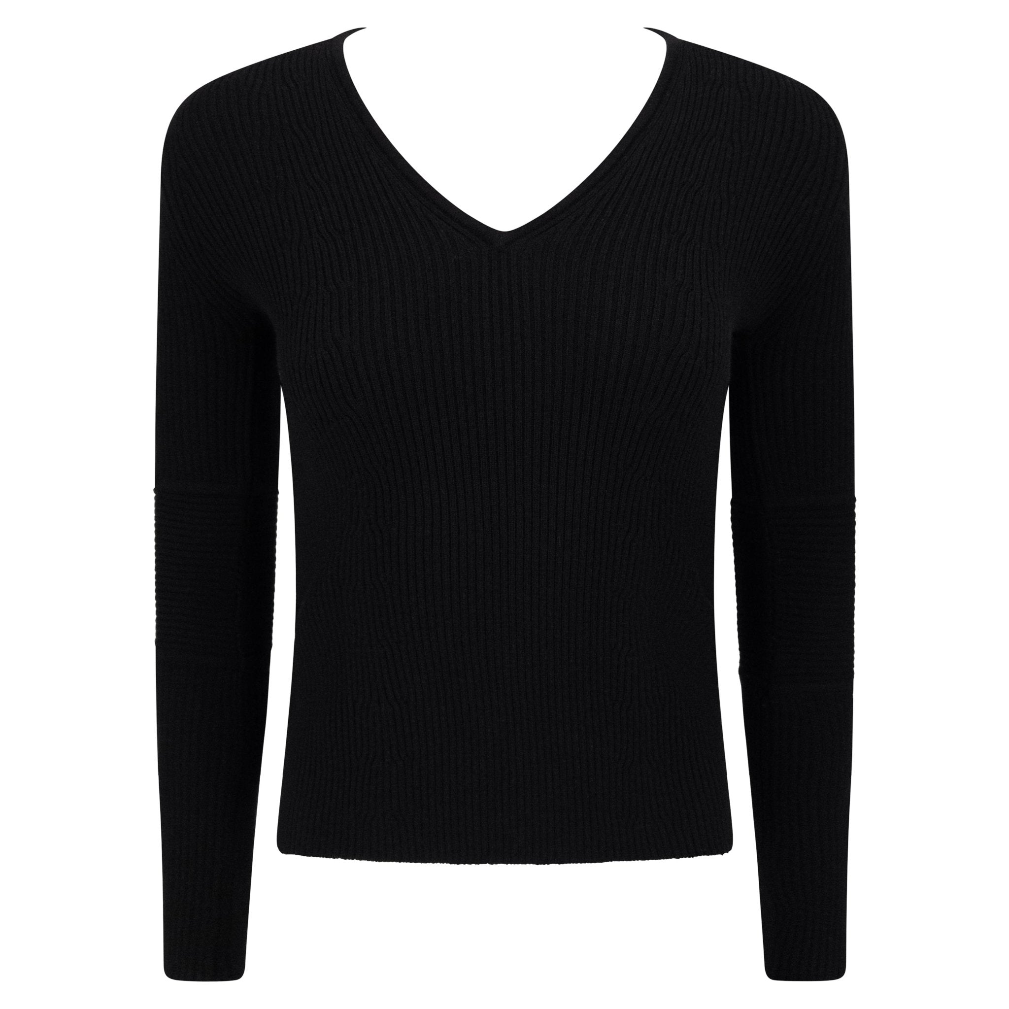 F/W 2000 Gucci by Tom Ford Black Wool Elbow Pad Black V Neck Stretch Knit Sweater - RealList