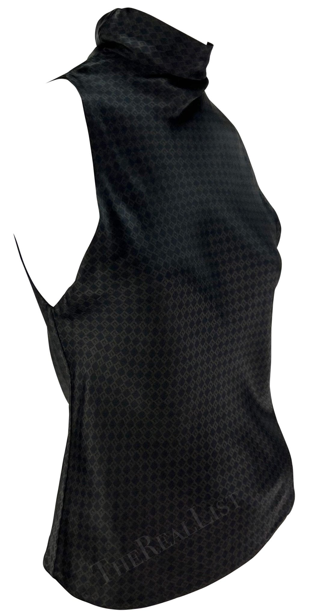 F/W 2000 Gucci by Tom Ford Brown Square 'G' Monogram Mock Neck Sleeveless Top - RealList