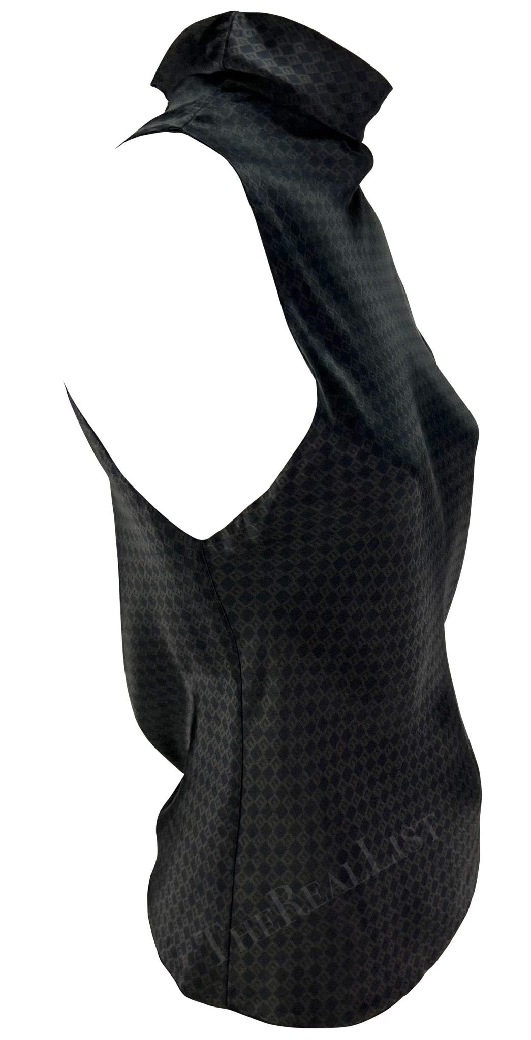 F/W 2000 Gucci by Tom Ford Brown Square 'G' Monogram Mock Neck Sleeveless Top - RealList