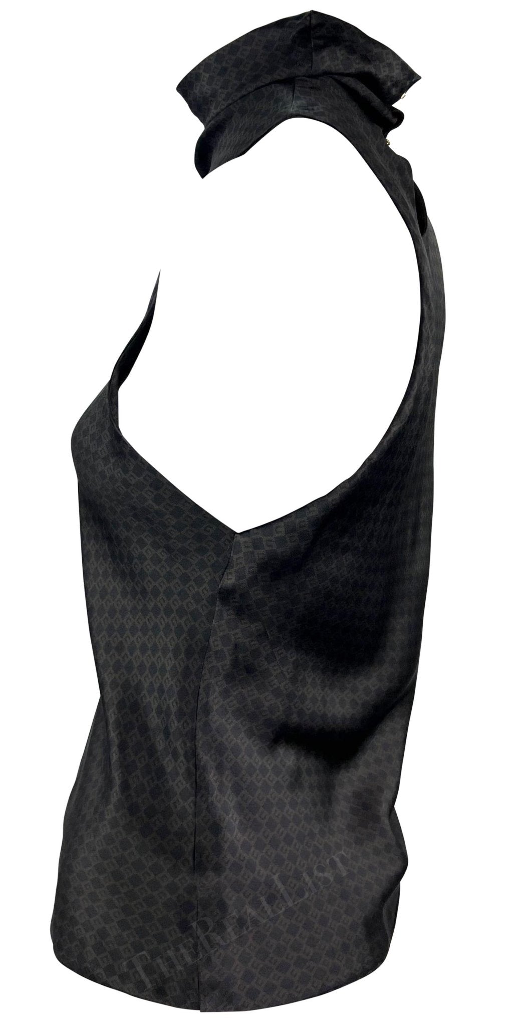 F/W 2000 Gucci by Tom Ford Brown Square 'G' Monogram Mock Neck Sleeveless Top - RealList