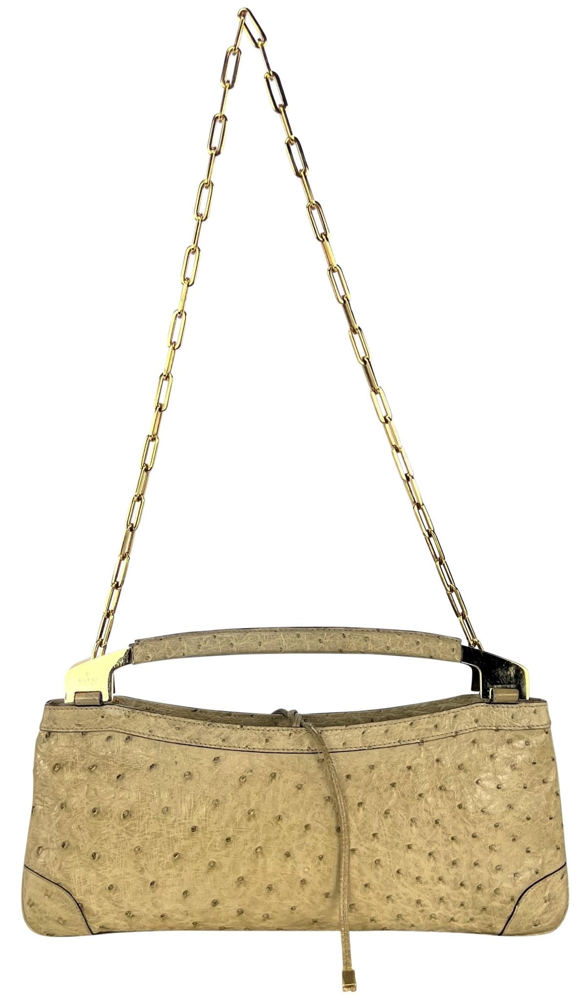 F/W 2000 Gucci by Tom Ford Genuine Ostrich Skin Convertible Chain Clutch Bag - RealList
