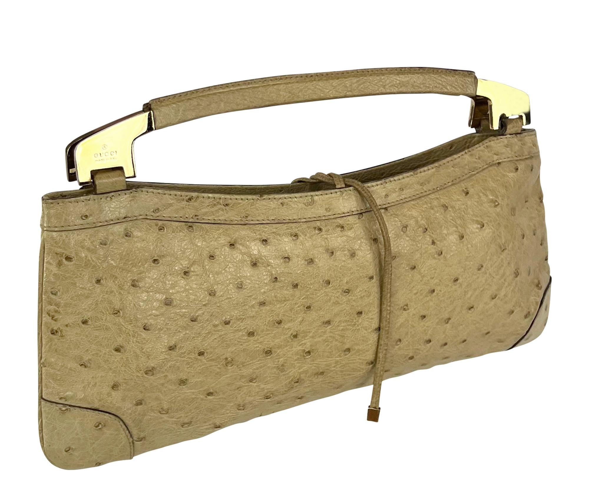 F/W 2000 Gucci by Tom Ford Genuine Ostrich Skin Convertible Chain Clutch Bag - RealList