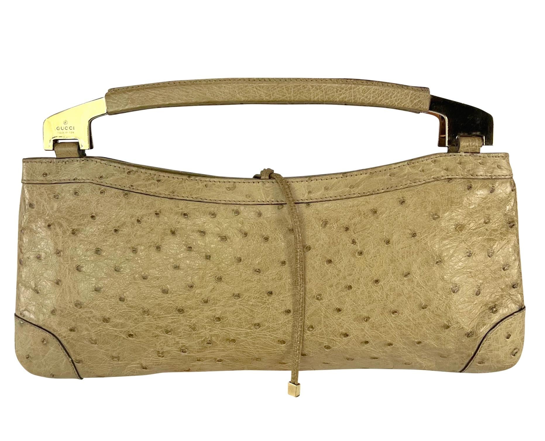 F/W 2000 Gucci by Tom Ford Genuine Ostrich Skin Convertible Chain Clutch Bag - RealList