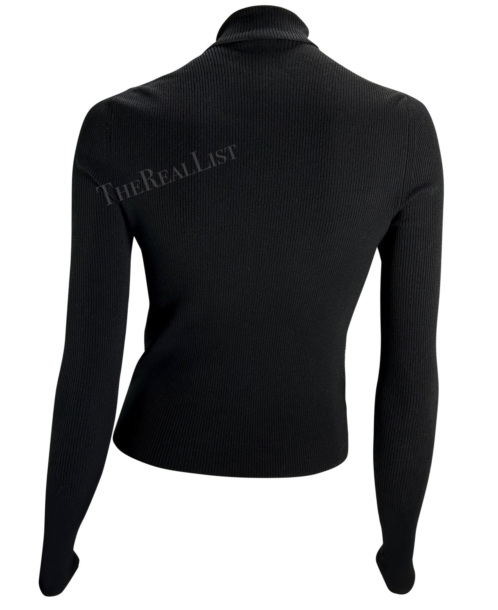 F/W 2000 Gucci by Tom Ford GG Logo Black White Knit Turtleneck Sweater - RealList