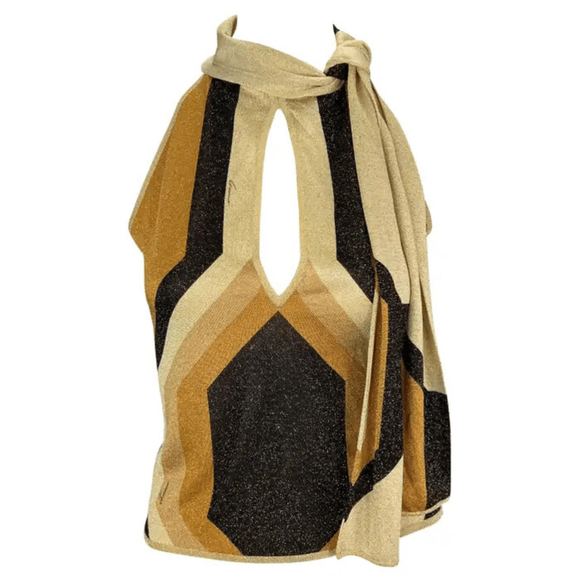 F/W 2000 Gucci by Tom Ford Gold Metallic Neck Tie Sleeveless Top - RealList