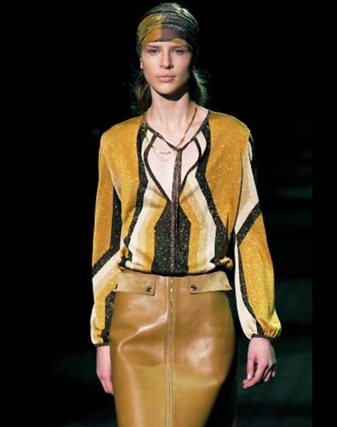 F/W 2000 Gucci by Tom Ford Gold Metallic Neck Tie Sleeveless Top - RealList