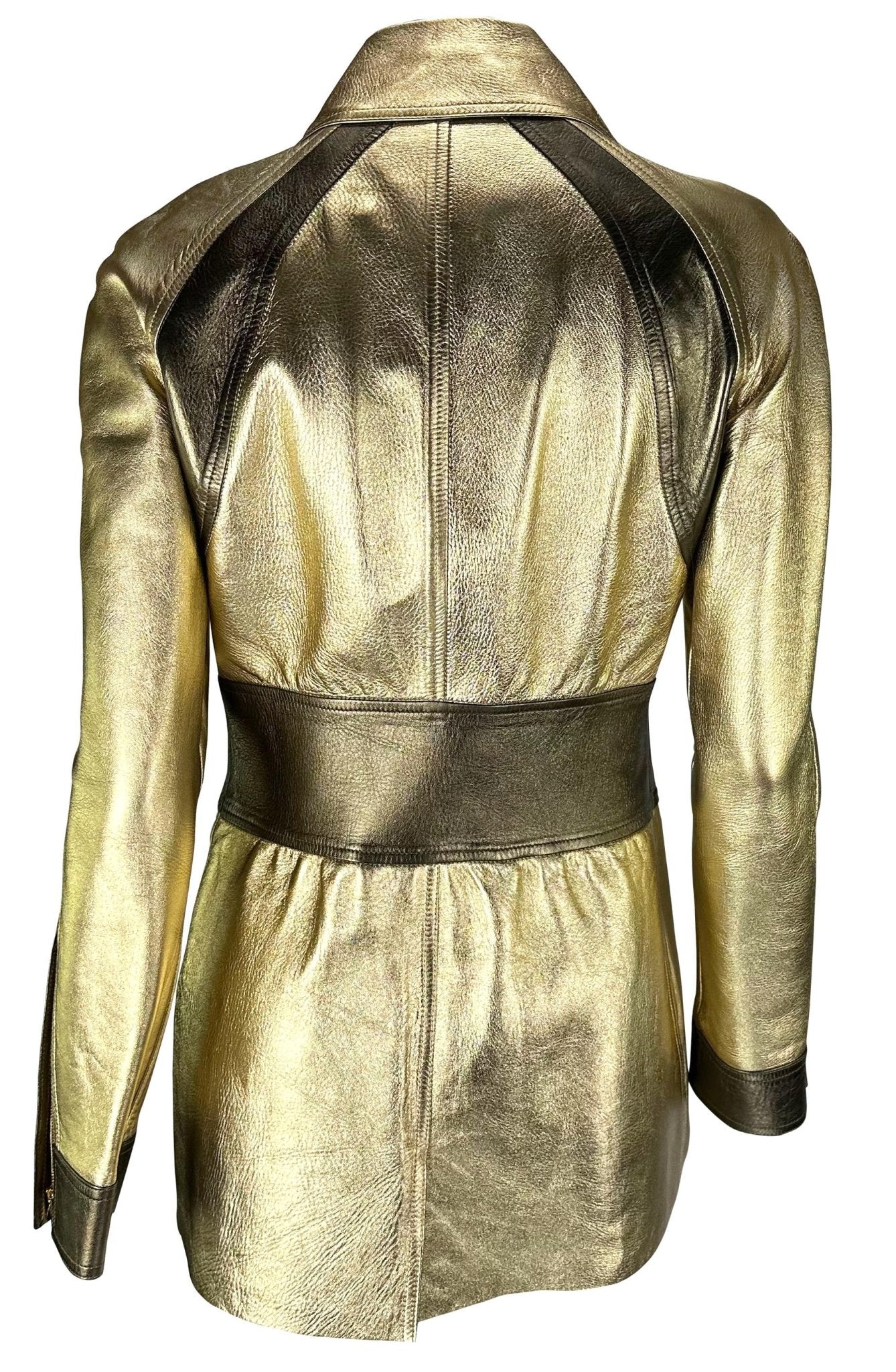 F/W 2000 Gucci by Tom Ford Gold Metallic Two - Tone Leather Jacket - RealList