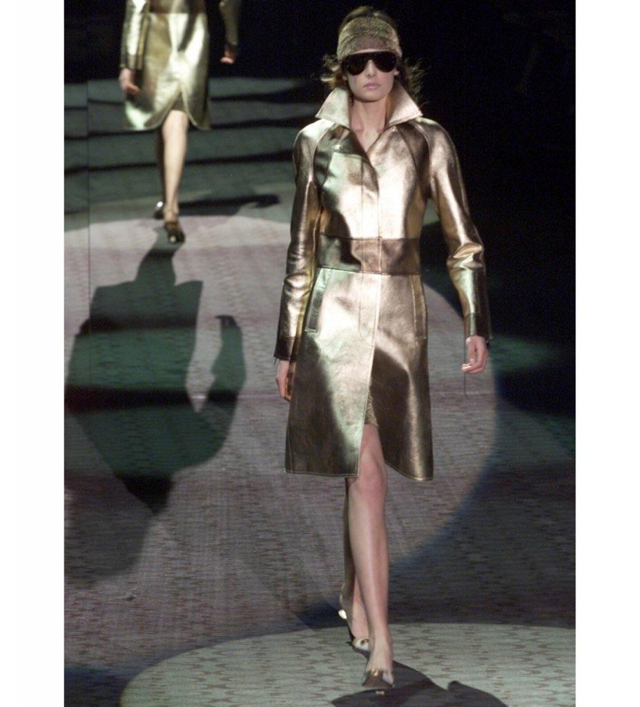 F/W 2000 Gucci by Tom Ford Gold Metallic Two - Tone Leather Jacket - RealList