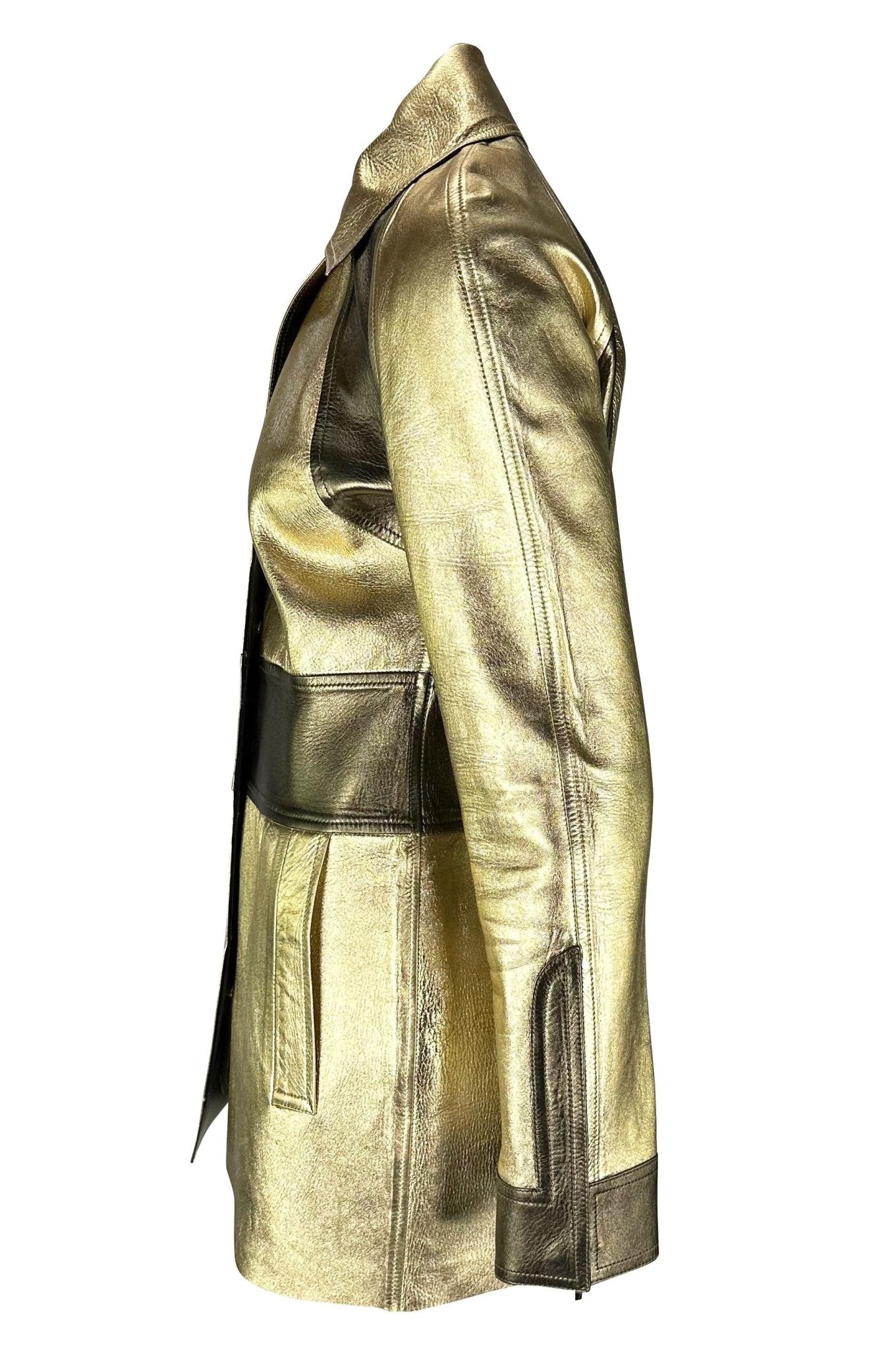 F/W 2000 Gucci by Tom Ford Gold Metallic Two - Tone Leather Jacket - RealList