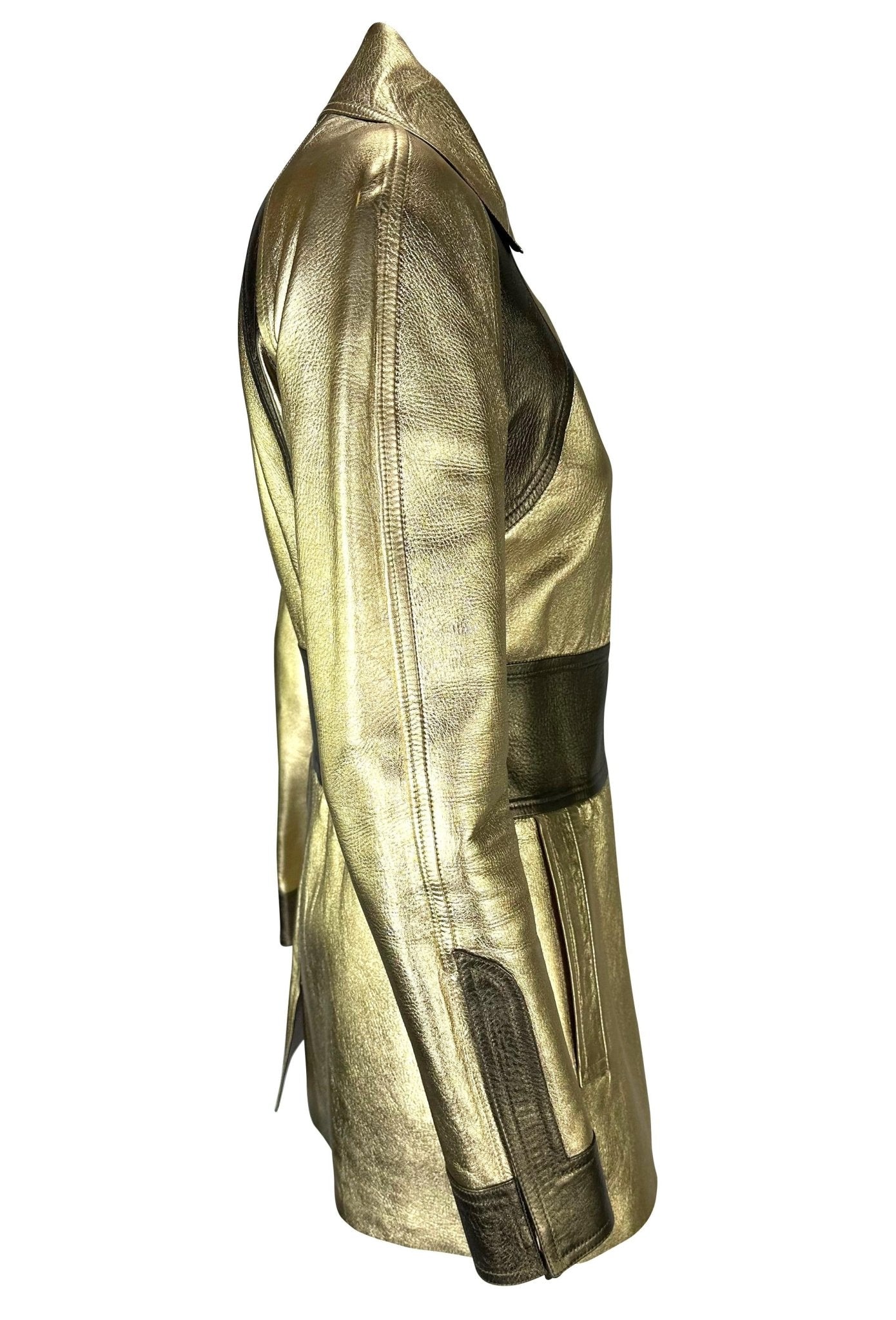 F/W 2000 Gucci by Tom Ford Gold Metallic Two - Tone Leather Jacket - RealList