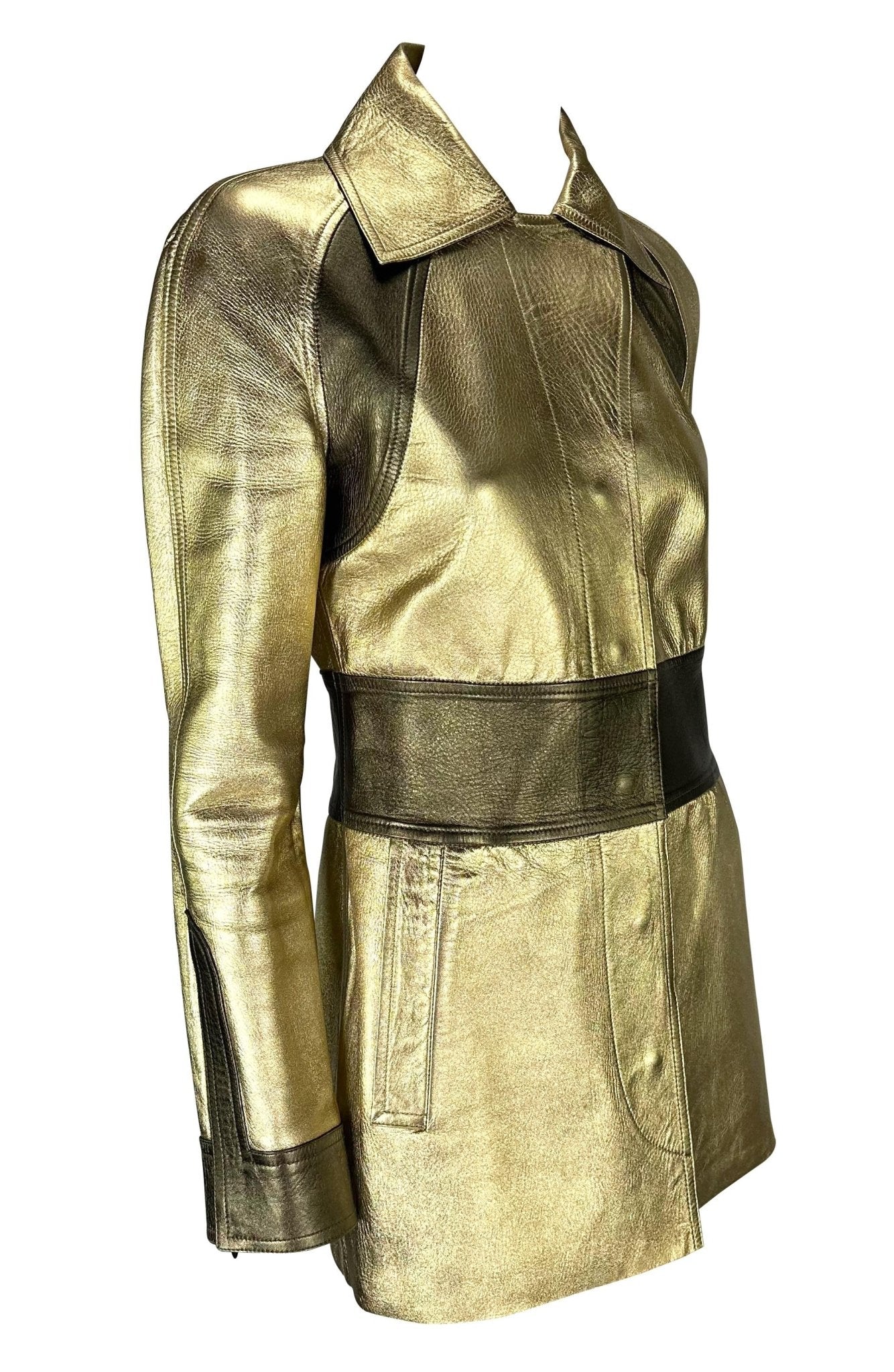 F/W 2000 Gucci by Tom Ford Gold Metallic Two - Tone Leather Jacket - RealList
