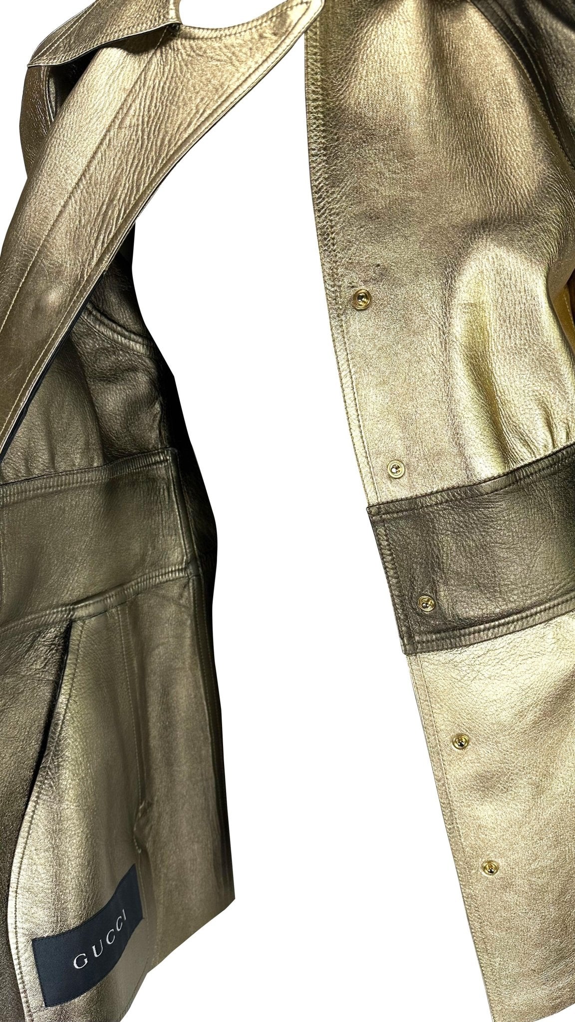 F/W 2000 Gucci by Tom Ford Gold Metallic Two - Tone Leather Jacket - RealList