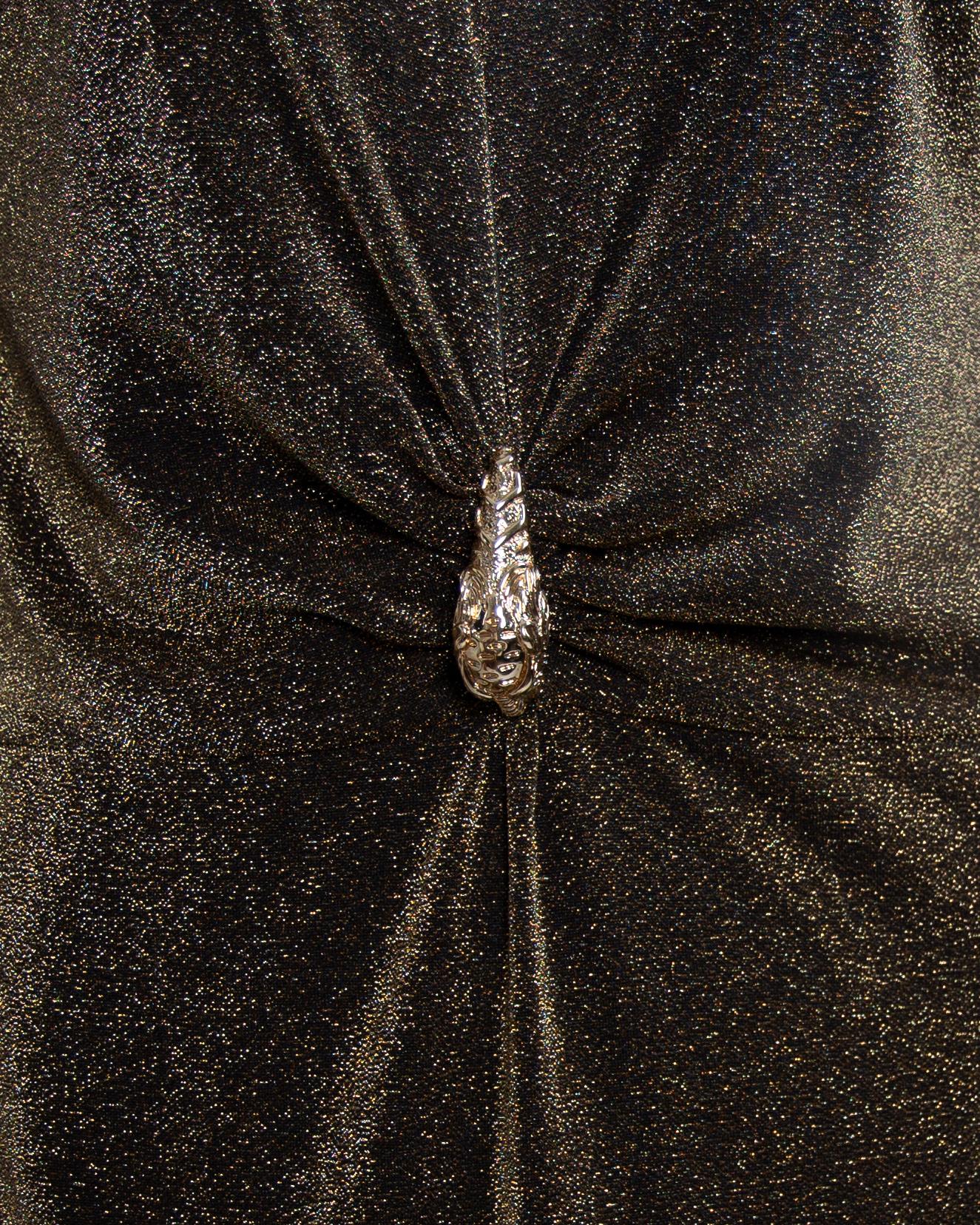 F/W 2000 Gucci by Tom Ford Metallic Lurex Sheer Dress Tiger Accent - RealList