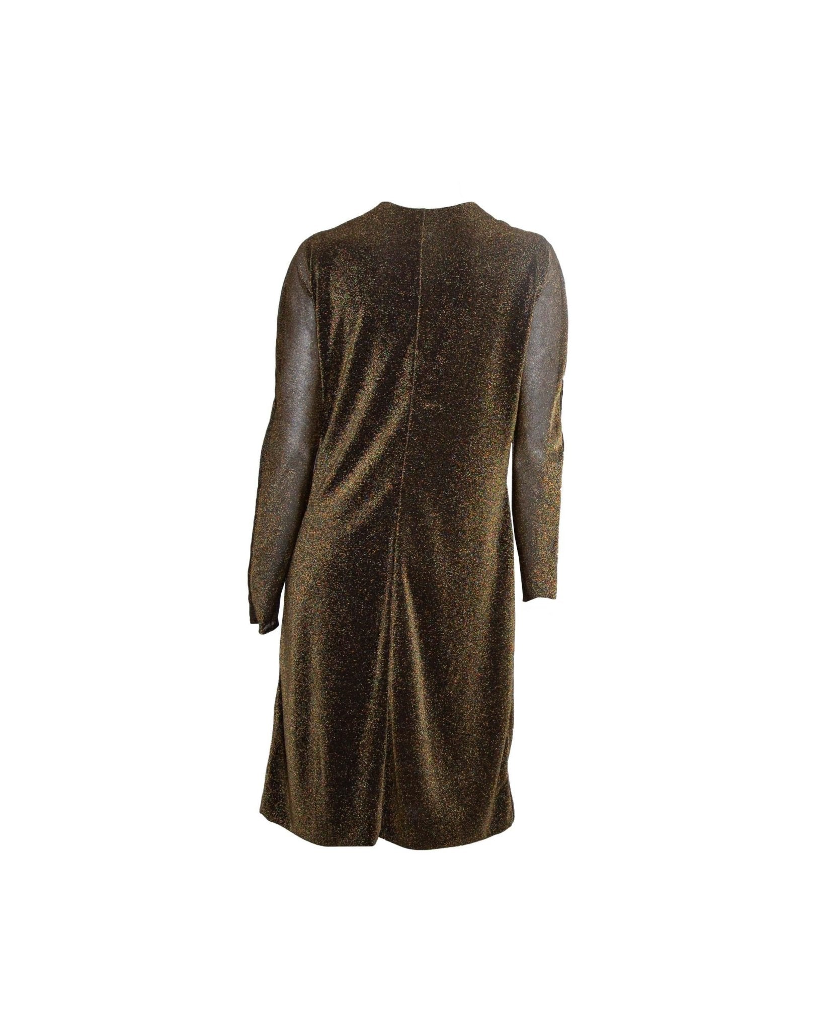 F/W 2000 Gucci by Tom Ford Metallic Lurex Sheer Dress Tiger Accent - RealList