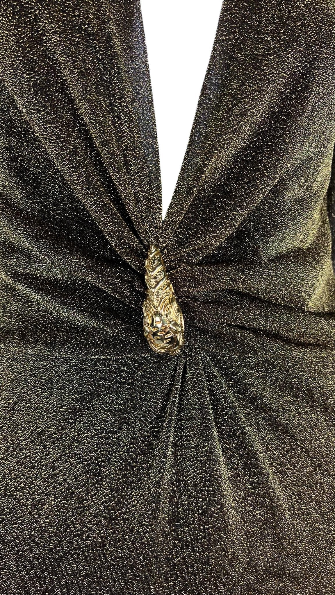 F/W 2000 Gucci by Tom Ford Runway Metallic Lurex Sheer Dress Tiger Accent - RealList