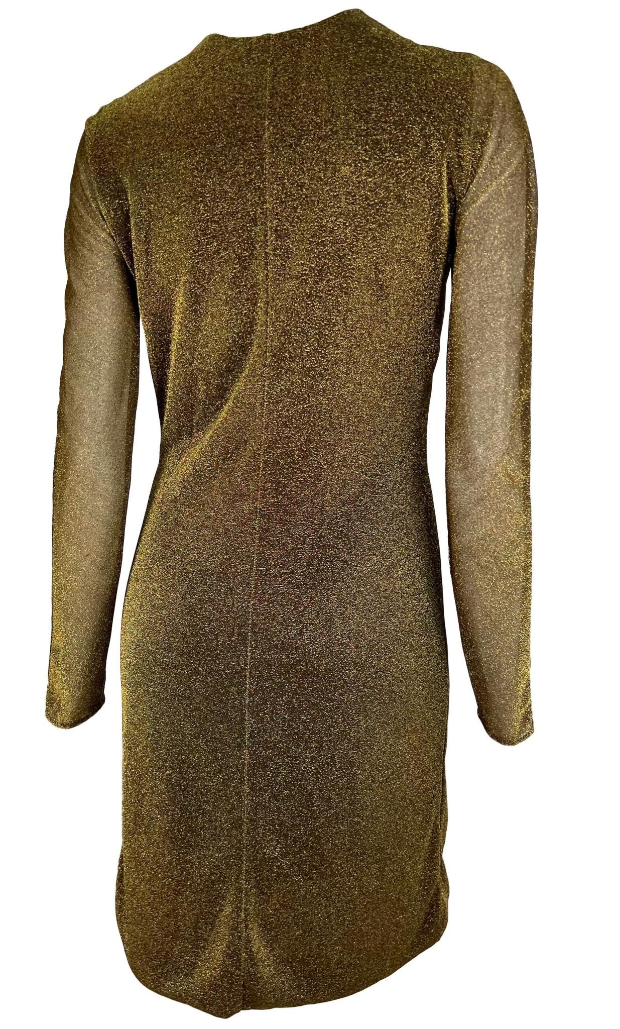 F/W 2000 Gucci by Tom Ford Runway Metallic Lurex Sheer Dress Tiger Accent - RealList