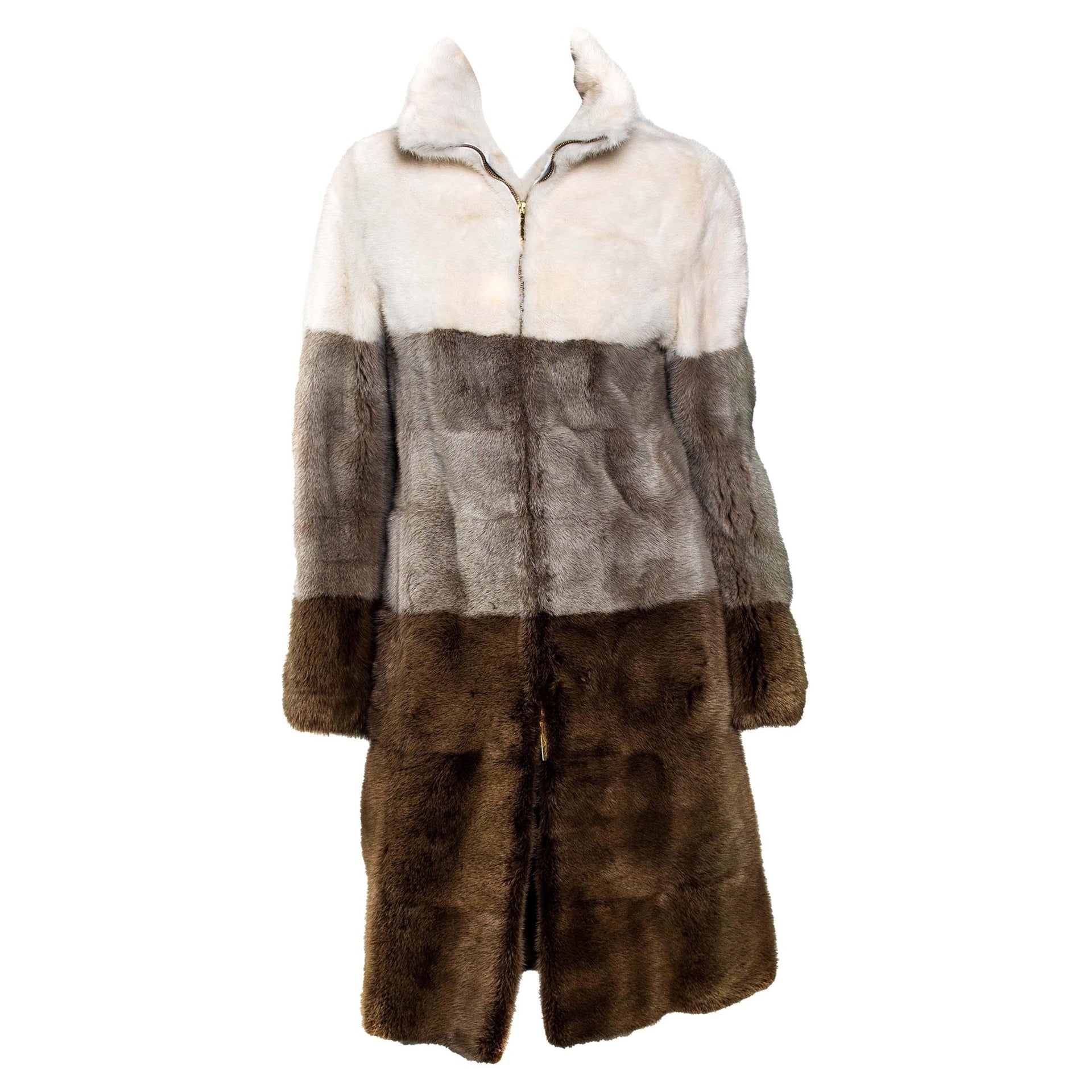 F/W 2000 Gucci by Tom Ford Runway Tricolor Dyed Mink Zip - Up Coat - RealList