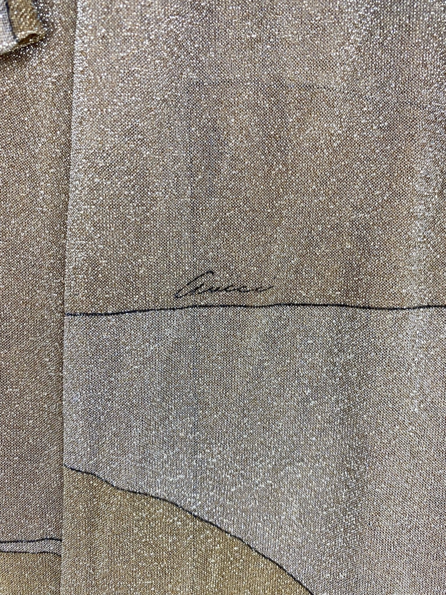 F/W 2000 Gucci by Tom Ford Sheer Gold Metallic Lurex Disco Dress Tiger Accent - RealList