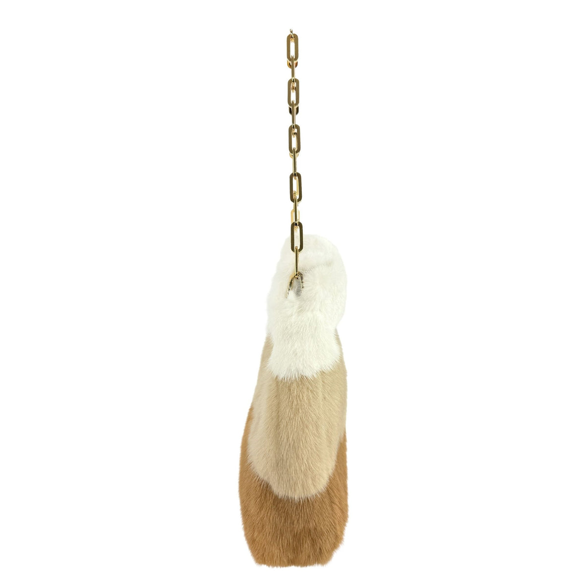 F/W 2000 Gucci by Tom Ford Tricolor White Tan Beige Mink Fur Chain Shoulder Bag - RealList